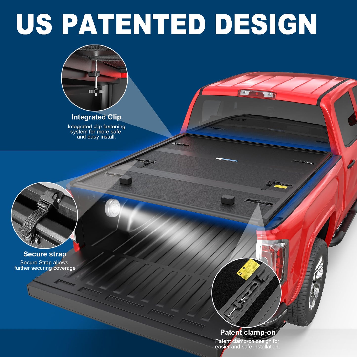 MOSTPLUS Fiberglass Tri Fold Tonneau Cover Hard Truck Bed Compatible with 1999-2007 Chevy Silverado GMC Sierra 1500 Fleetside 6.5 FT Bed (78.8 inch) - 3-Fold Bed