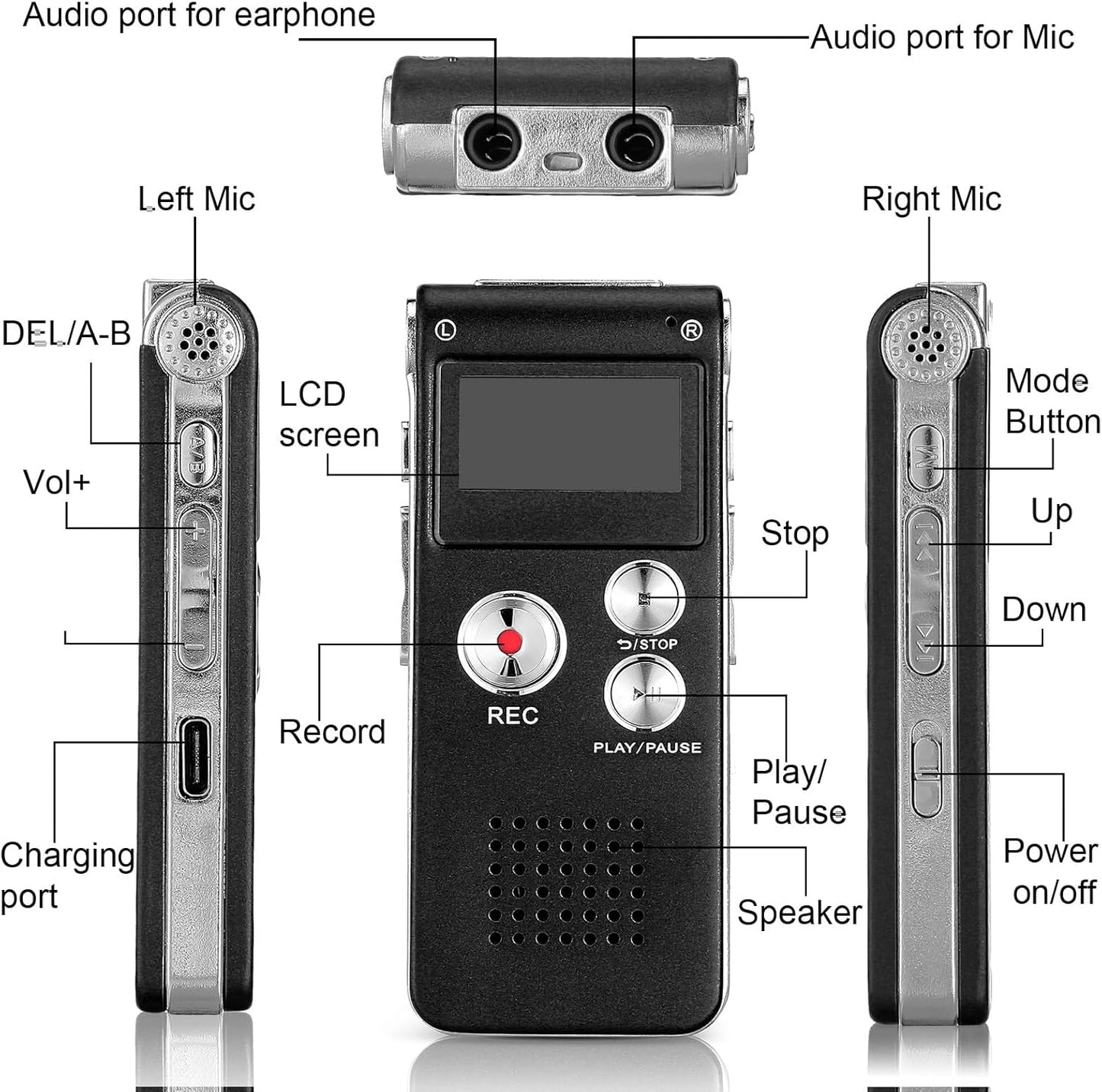 Tellegloww 8GB(Black) Ghost Hunting Equipment Paranormal Equipment for Ghost Hunting Digital EVP Voice Activated