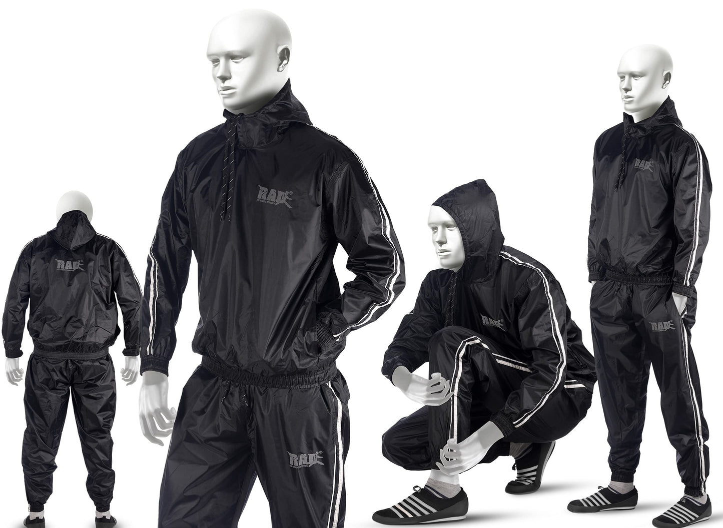 RAD Sauna Suit for men & women weight loss - Workout Sweat Suits with Hood - Fat Burning Suit - Boost Fat Burn (White, XXL)