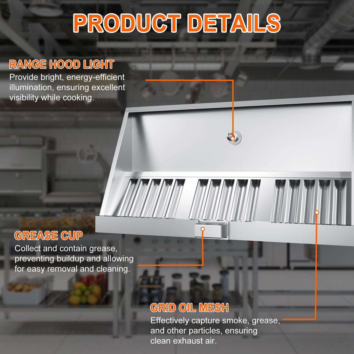 Food Truck Low Profile Exhaust Hood System Includes a 6FT Stainless Steel Commercial Exhaust Hood and an 0.5HP Restaurant Canopy Hood Grease Rated Exhaust Fan