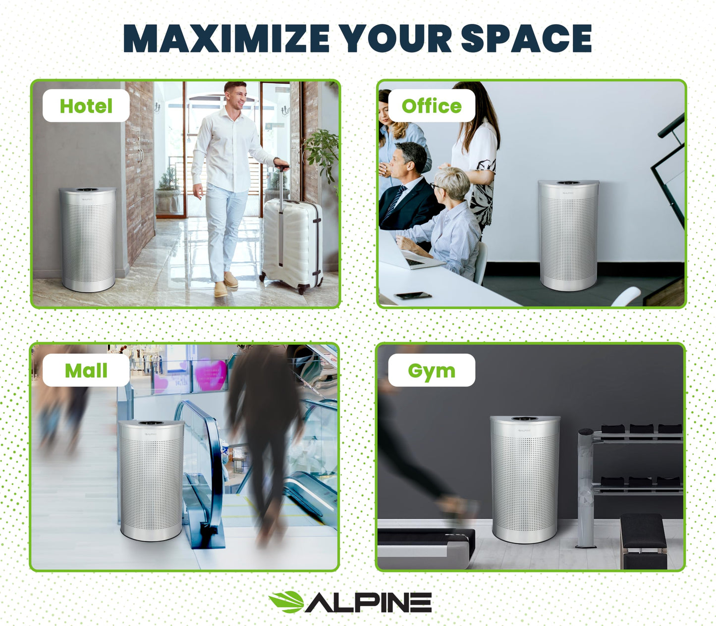 Alpine Half Round Trash Can Open Top - Modern 12 Gallon Stainless Steel Space Saving Indoor Commercial Trash Can, Narrow Garbage Can for Bathroom. Office, Lobby and Business.