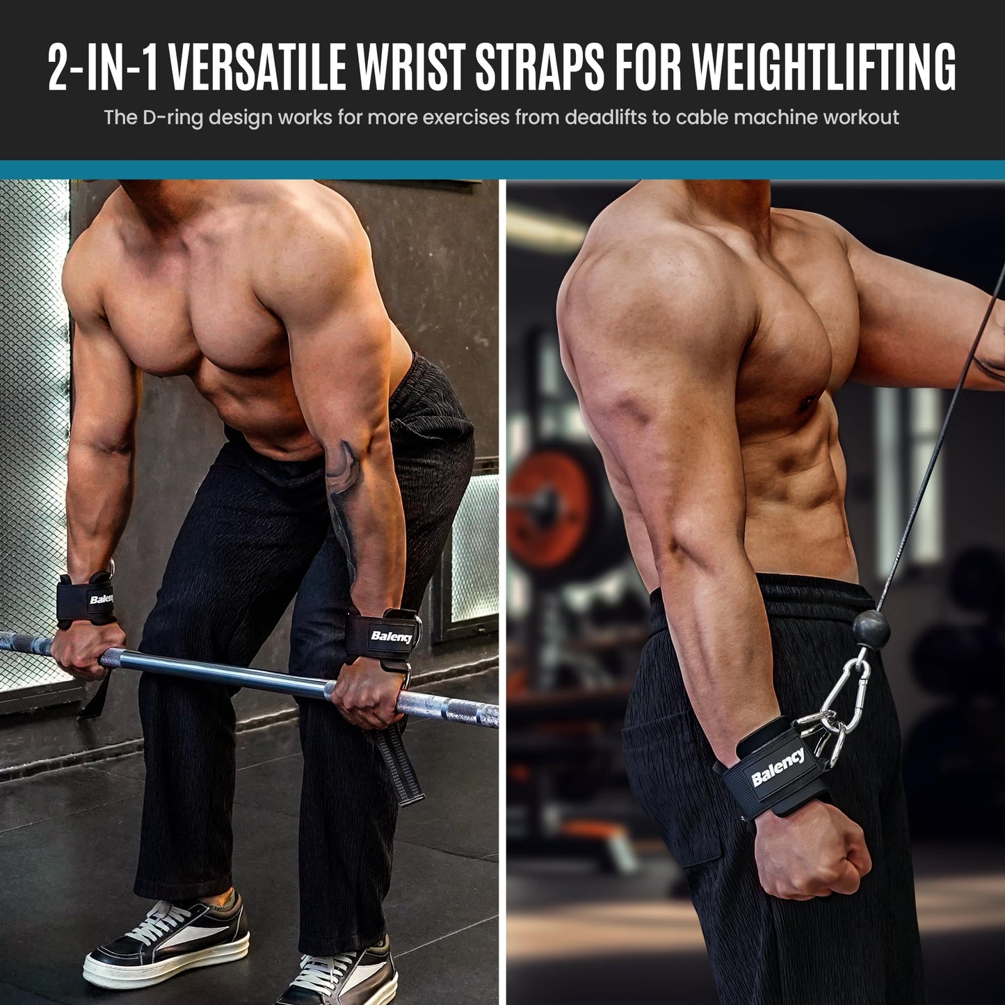 Weight Lifting Straps With D Rings, Padded Lifting Wrist Straps for Weightlifting, Non-Slip Gym Straps for Deadlift, Powerlifting, Cable Machine Workout, Lifting Strap for Gym Strength Training