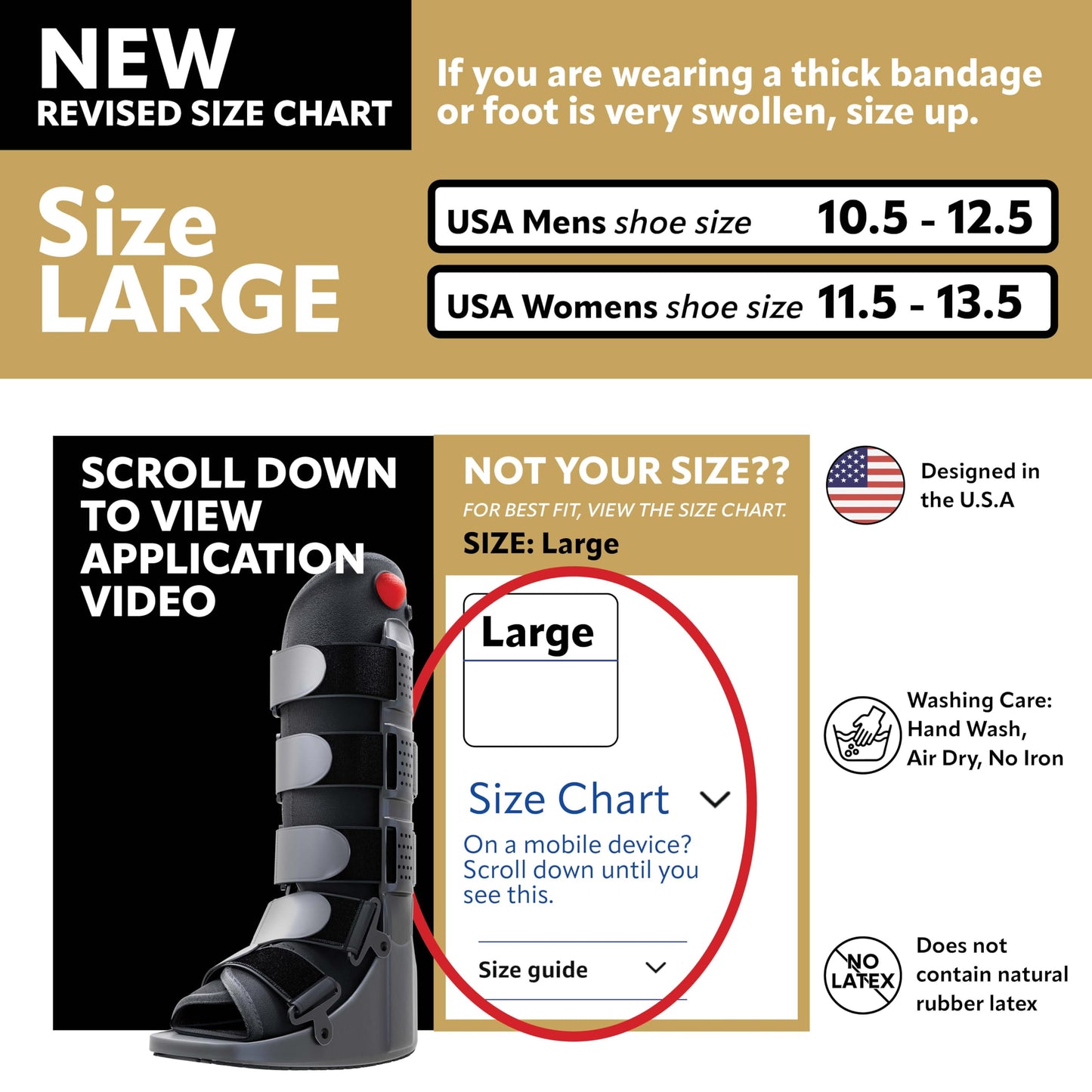 Tall Side Pump Fracture Boot, Medical Grade Foot Brace for Fractures, Cart Friendly Ankle Boot & Brace, Adjustable Air Pump, Sprain & Injury Recovery, Post Op Shoe, Foot Boot for Injured Foot, Large