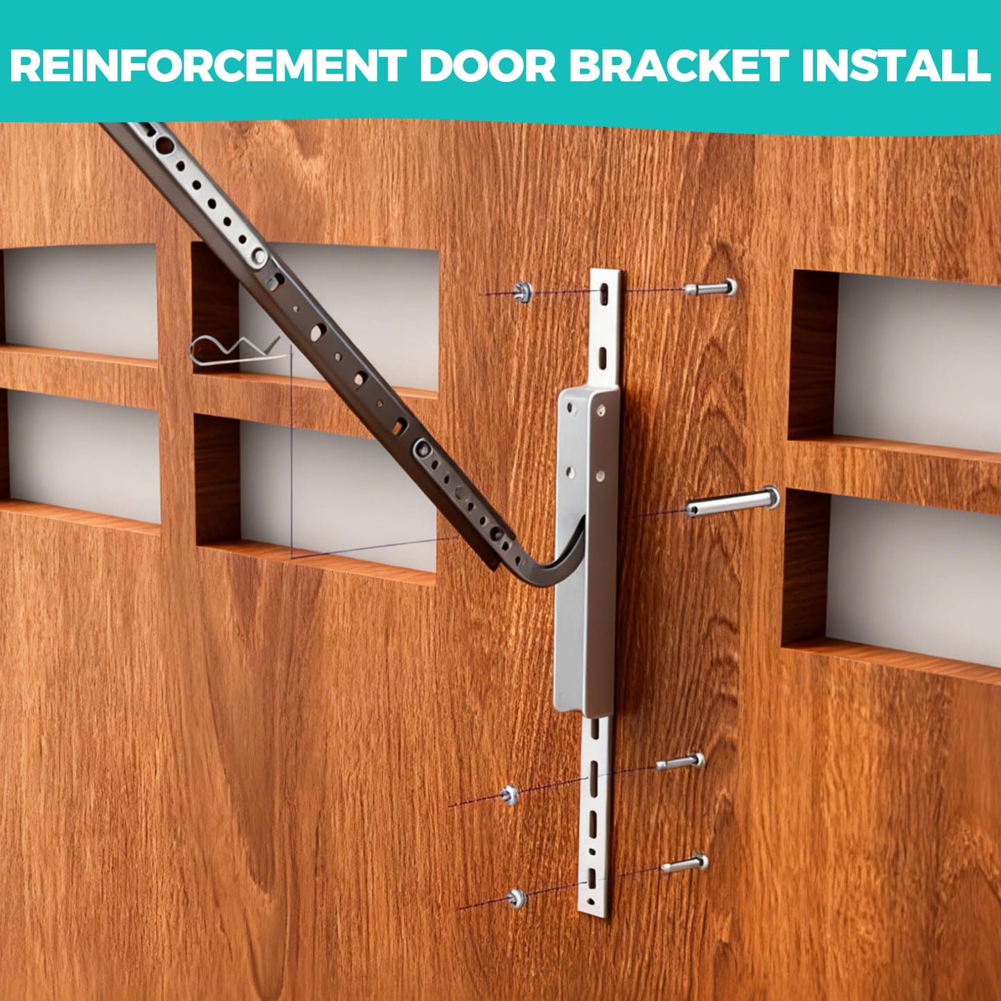 Universal Garage Door Opener Hanging Kit, 5-Piece Heavy Duty Opener Mounting Brackets with Garage Door Reinforcement Bracket, Compatible with Genie/Chamberlain/Craftsman Smart Chain Drive Openers