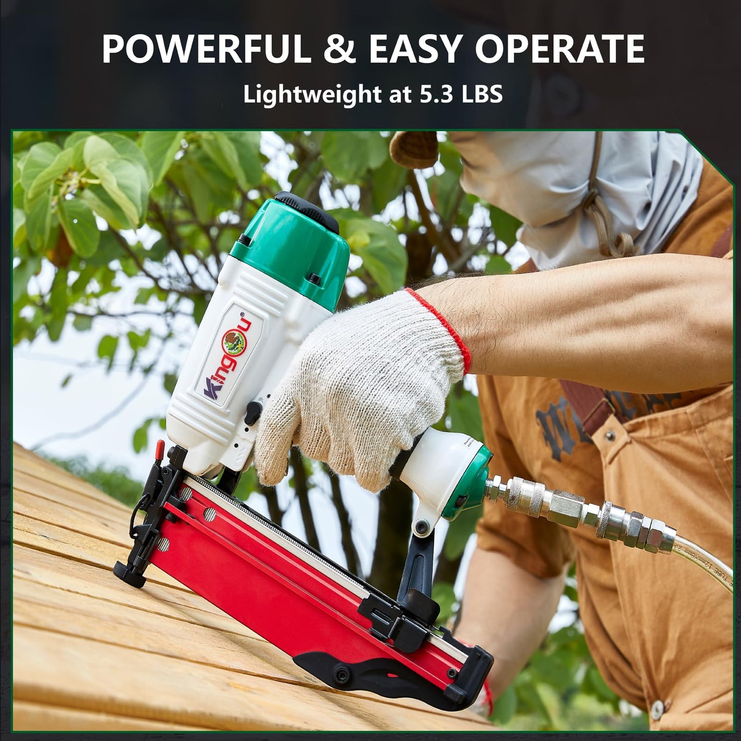 Kingou NT65-F Mexican Style 16 Gauge Pneumatic Finish Nailer, Lightweight 3.8lbs Pro Finish Nail Gun with 1″ to 2-1/2″ Finish Nails, Ideal for Molding, Chair Rail, Cabinetry and Trim Work
