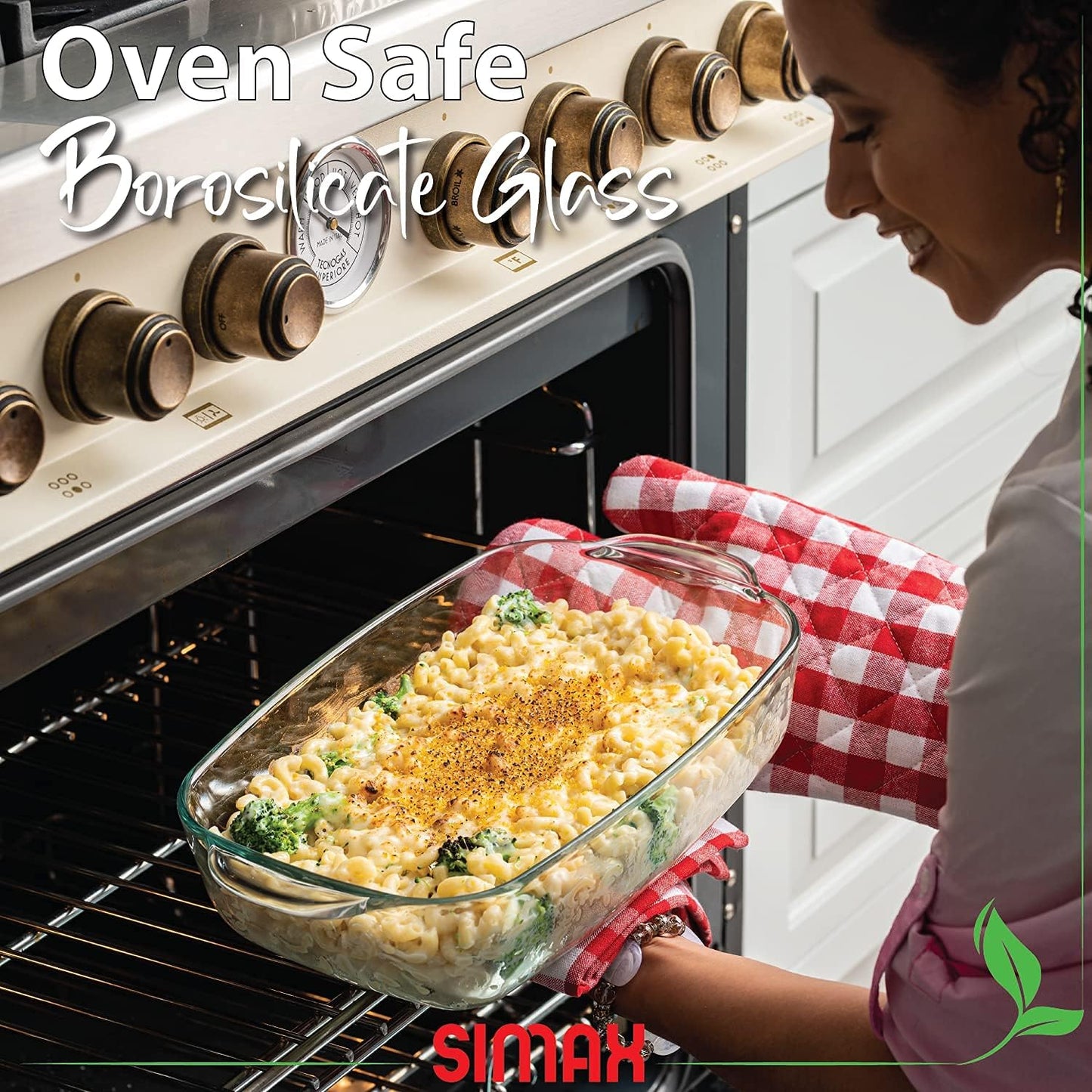 Simax Glass Casserole Dish - Clear Round Baking Dish with Lid & Handles | 3 Quart Capacity