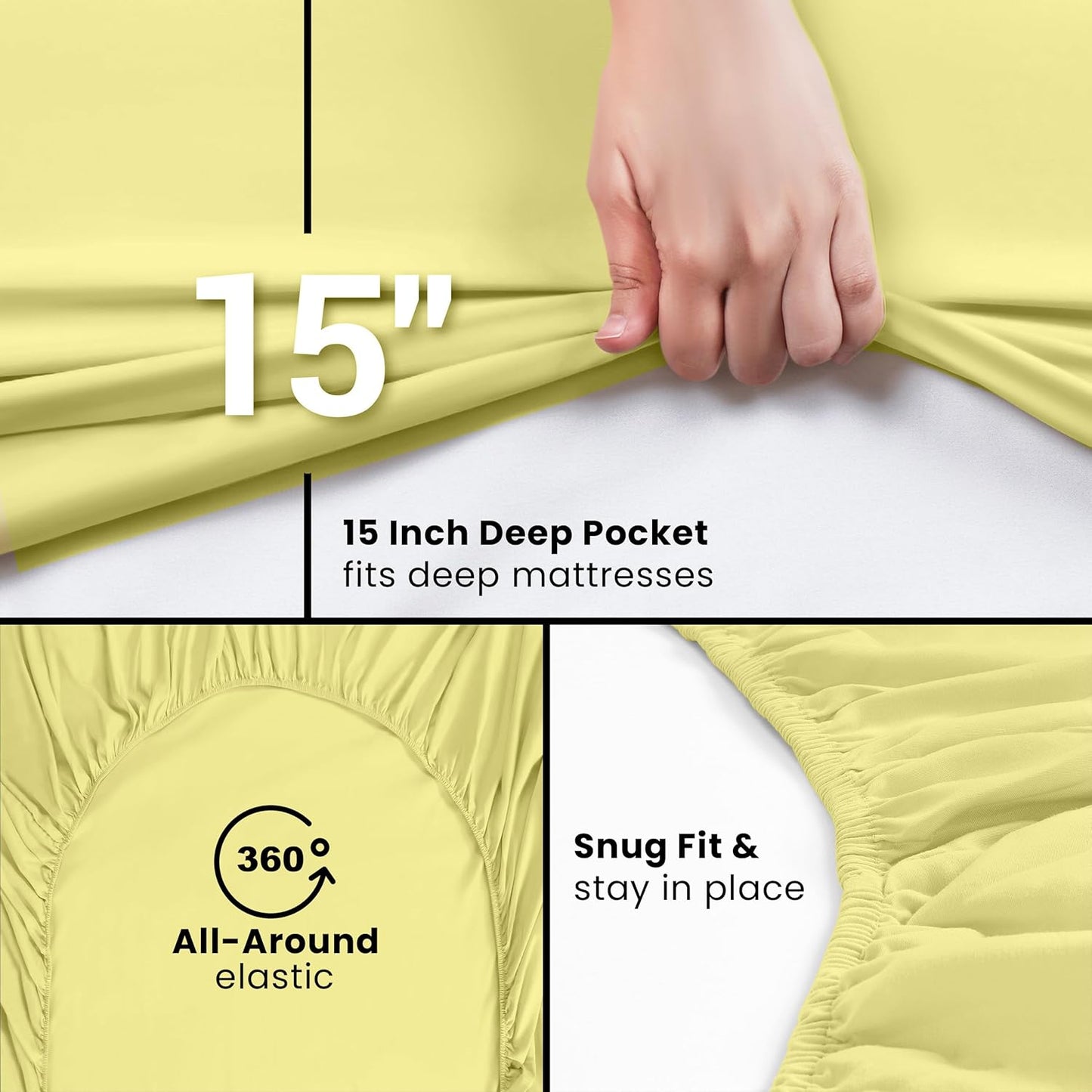 Utopia Bedding Queen Fitted Sheet - Soft Microfiber - Deep Pocket - Fade Resistant - Yellow