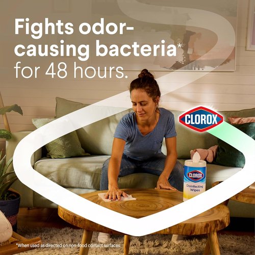Clorox Disinfecting Wipes - Antibacterial & Bleach-Free | Crisp Lemon Scent, 75 Count