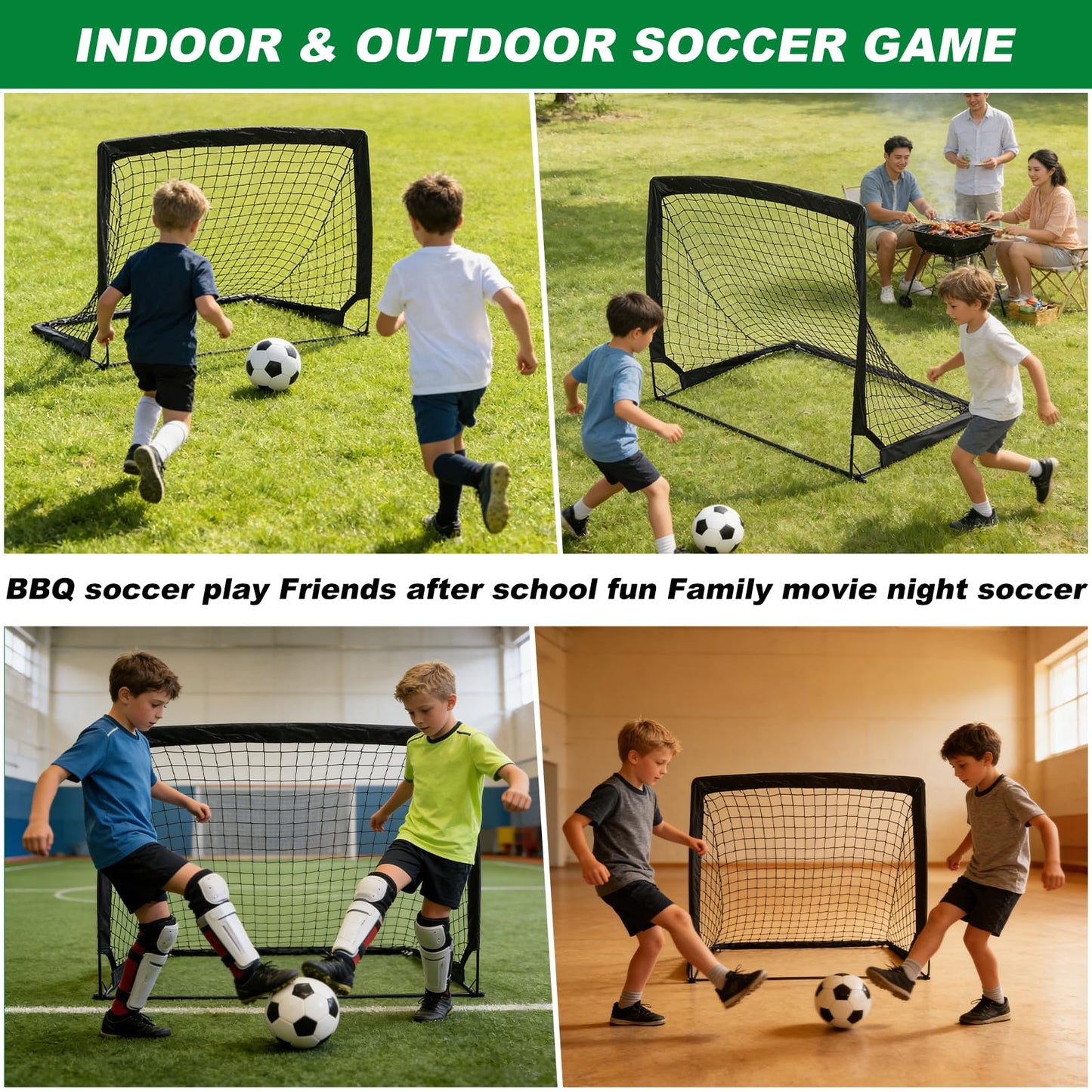 1 Pack 4’ x 3’ Portable Soccer Goals for Backyard, Indoor & Outdoor Pop Up Soccer Goals, Black