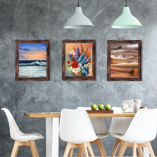 LUCKYLIFE 8x10 Picture Frame - Brown Wall Mount & Tabletop Display | Set of 2