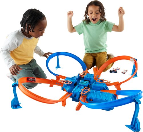 Hot Wheels Track Set - Motorized Booster with 4 Intersections for Crashing | 1:64 Scale Toy Car