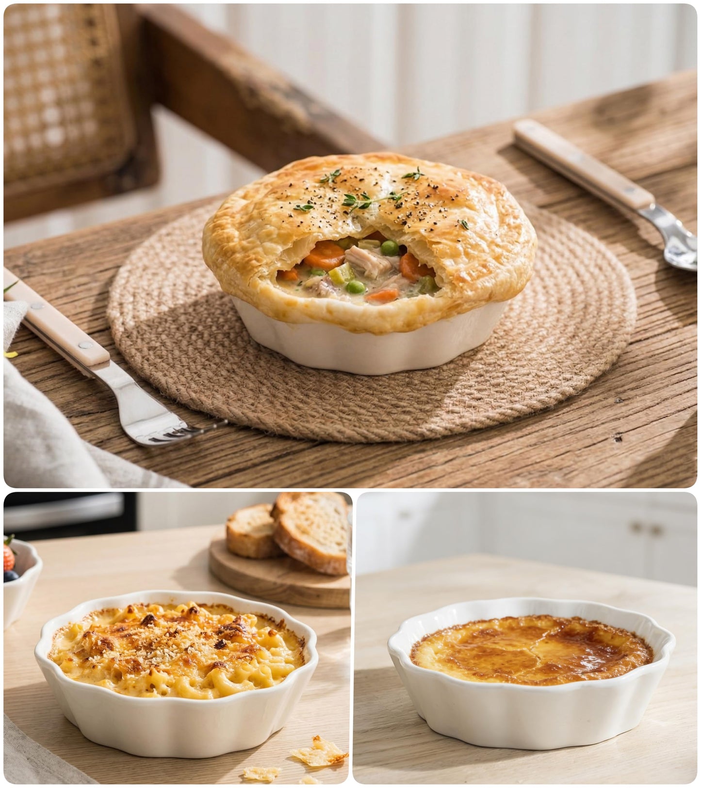 Mini Baking Dish Set, 12 oz Ramekins for Oven, Small Casserole Dishes, Individual Ceramic Baking Dishes for Creme Brulee, Pot Pie, Dessert & Lasagna, Oven Safe, Set of 6
