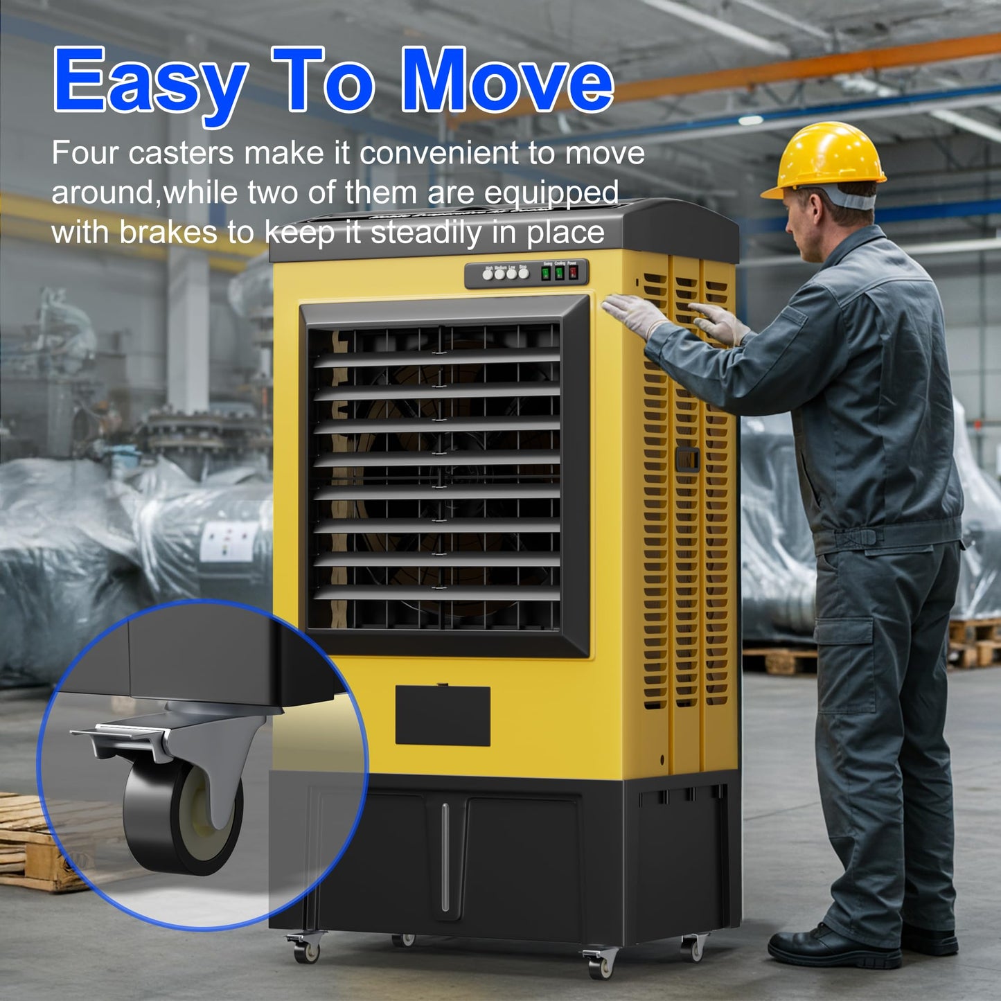 MEPTY 8979CFM Portable Swamp Cooler, Evaporative Air Cooler with 36 Gal Water Tank, Continuous Auto Fill, 3 Speeds, 120°Oscillation, Industrial Outdoor Swamp Coolers for Patios, Garage