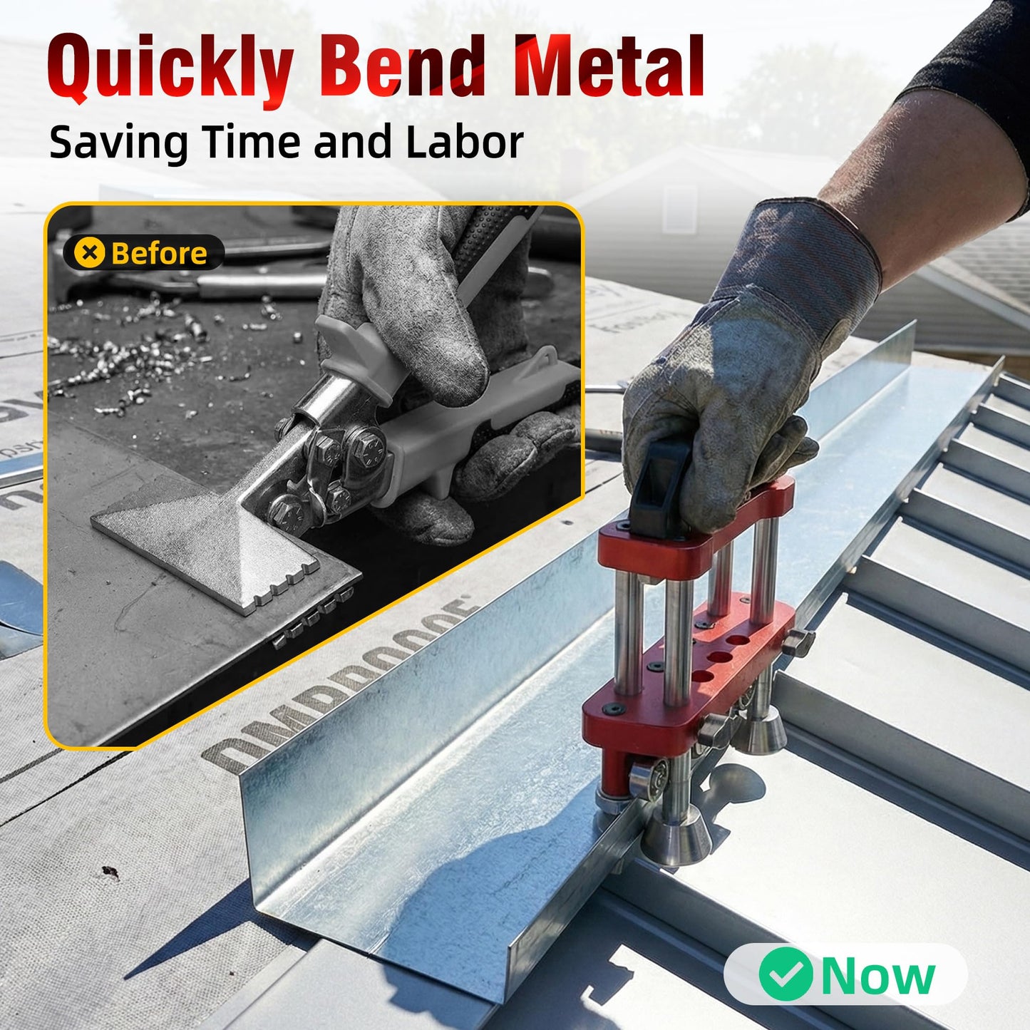 ZXCTETO Sheet Metal Roller 1-Station Metal Bender, Metal Roofing Tools,0-100° Bending Range,0.26-7in Length, 0.2-1mm Thickness, for Iron/Aluminum/Copper/Stainless Steel Flashing & Edging (7in)