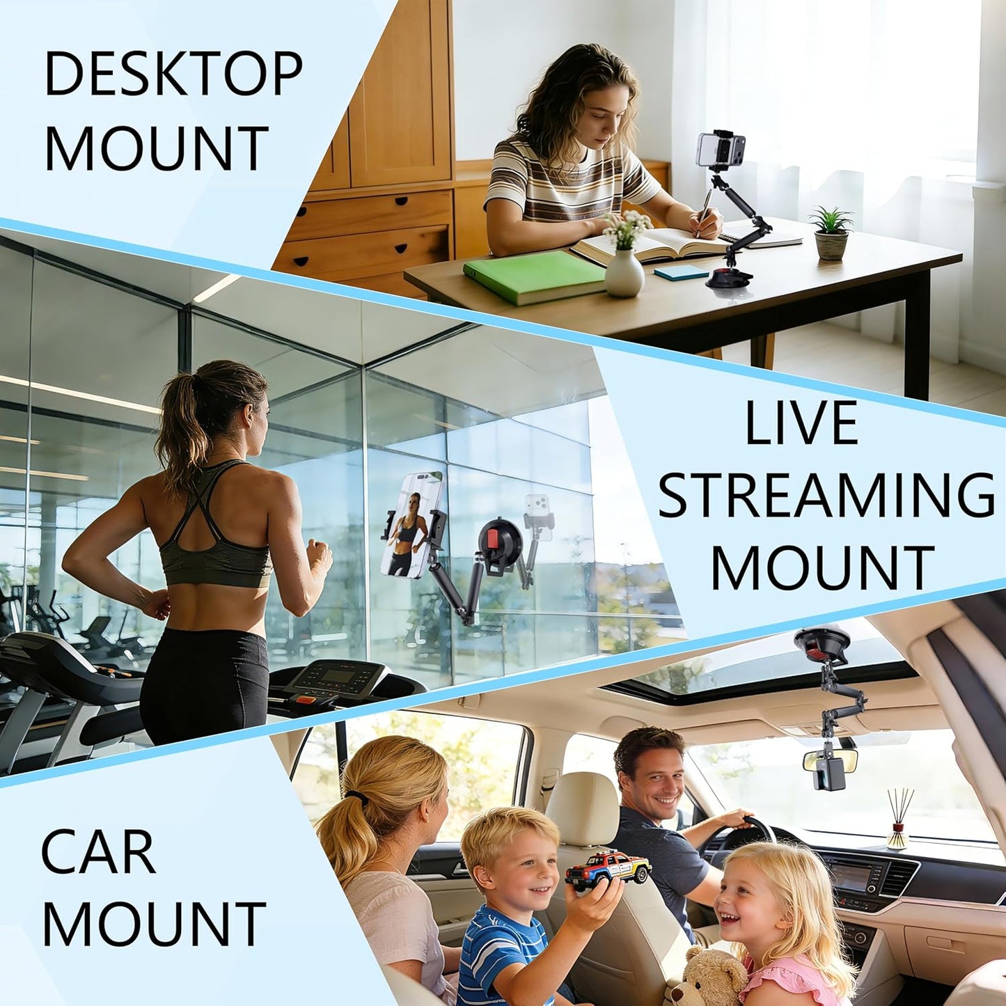 COFRY 4.5" 1/4" Suction Cup Magic Arm Mount KitVersatile Car Mount & Desktop Phone Holder Complete with Thread Phone