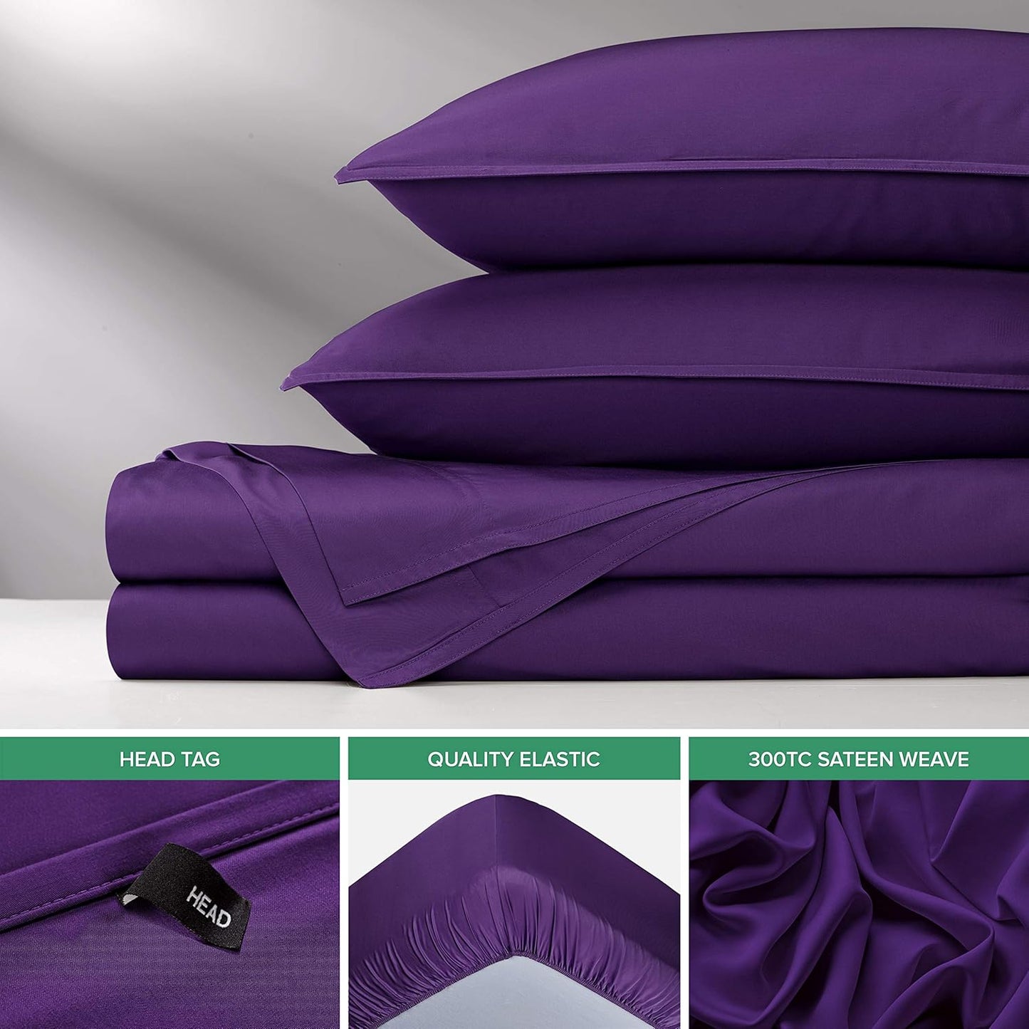 Pure Bamboo King Sheets - Luxuriously Soft & Cooling 100% Organic Viscose Bed Sheet Set | King Size, Purple