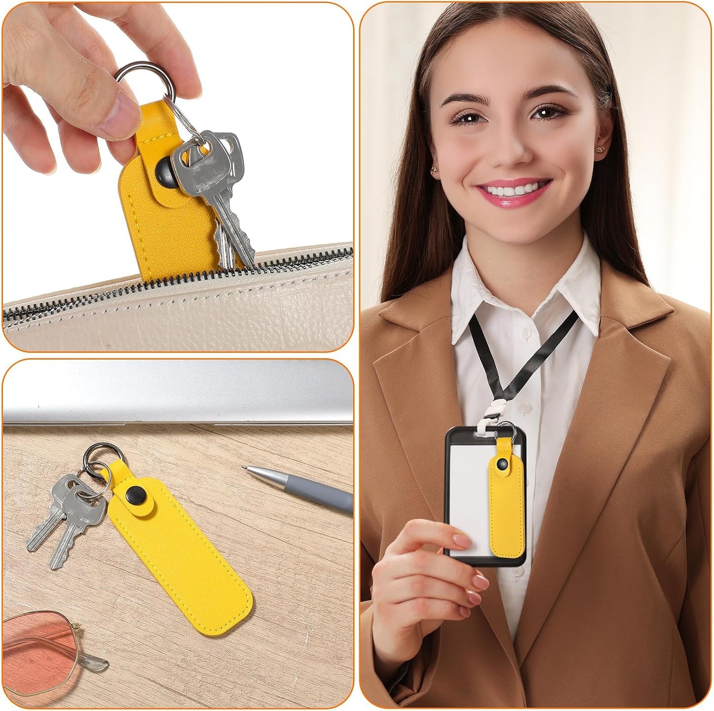 Ymapinc Leather USB Flash Drive Holder, Portable USB Storage Case for Flash Drive with Keychain Ring, Carrying Pouch