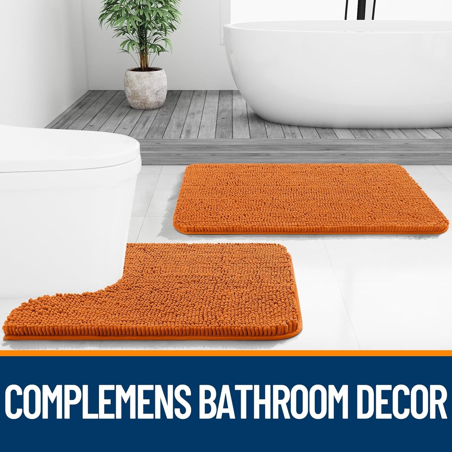 OLANLY Bathroom Rugs - Extra Soft Absorbent Chenille Mats | Quick-Dry, Machine Washable, 36x24, Clay Color