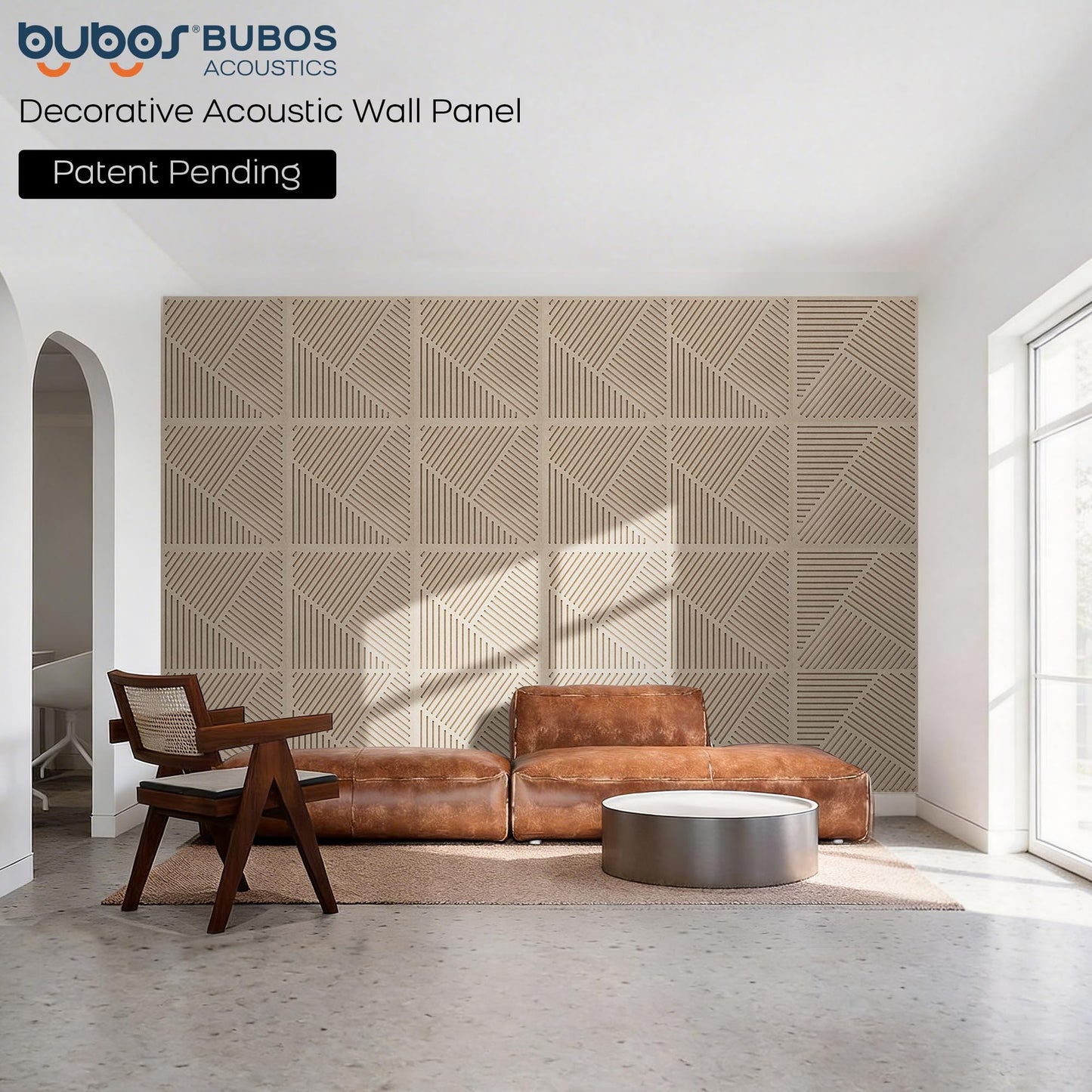 BUBOS Acoustic Panels Soundproof Wall Panels, Thick Double-Layer Sound Absorbing Decor, Twill-Patterned 3D Design, Spike Nail Mount for Recording Studio & Home Theater, 23.6"x23.6", 6 Pack,Camel