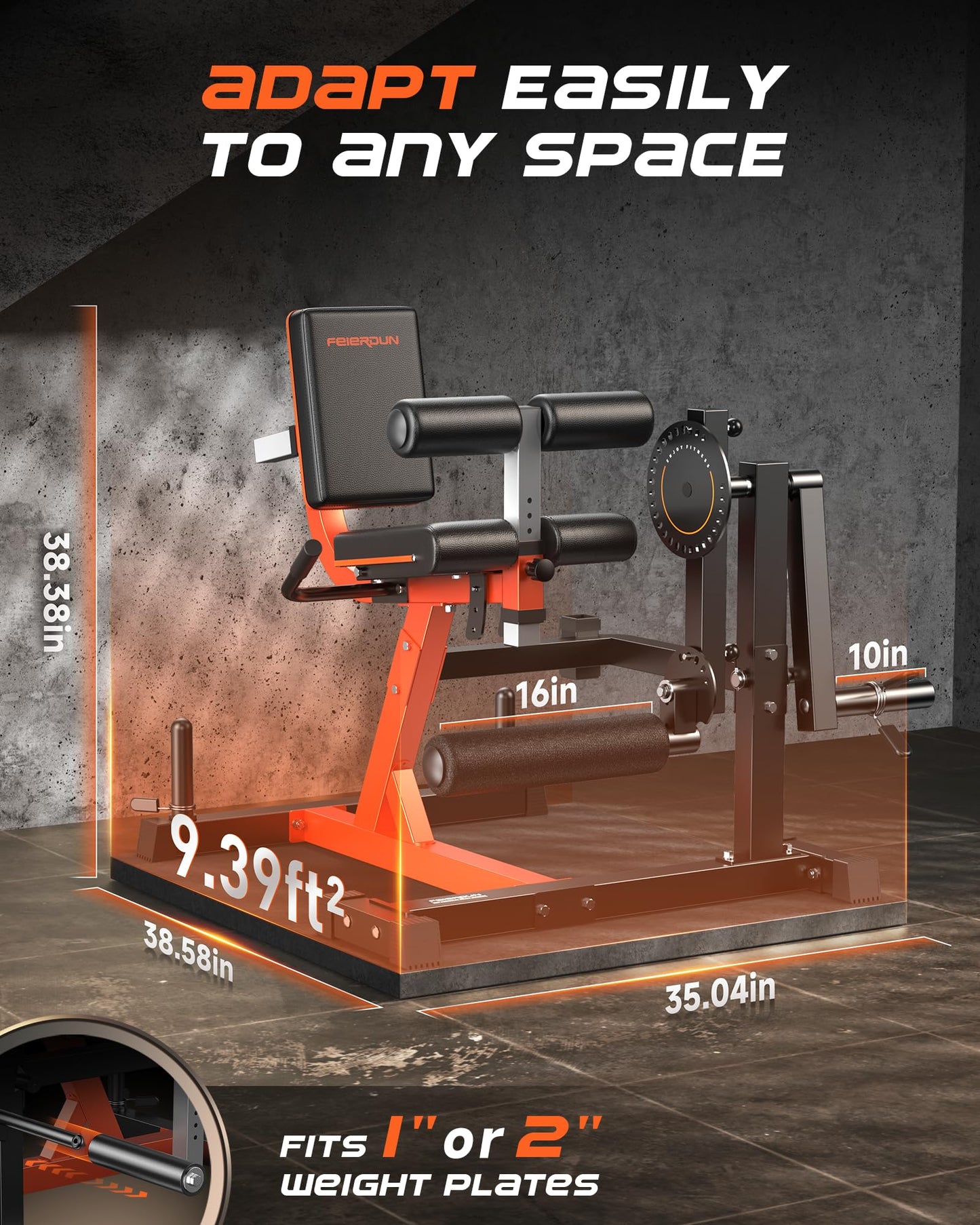 FEIERDUN Leg Extension Curl Machine, Leg Extension Machine for Lower Body Workouts, Adjustable Leg Curl Machine with Exercise Bench, Home Gym Weight Machine, Orange