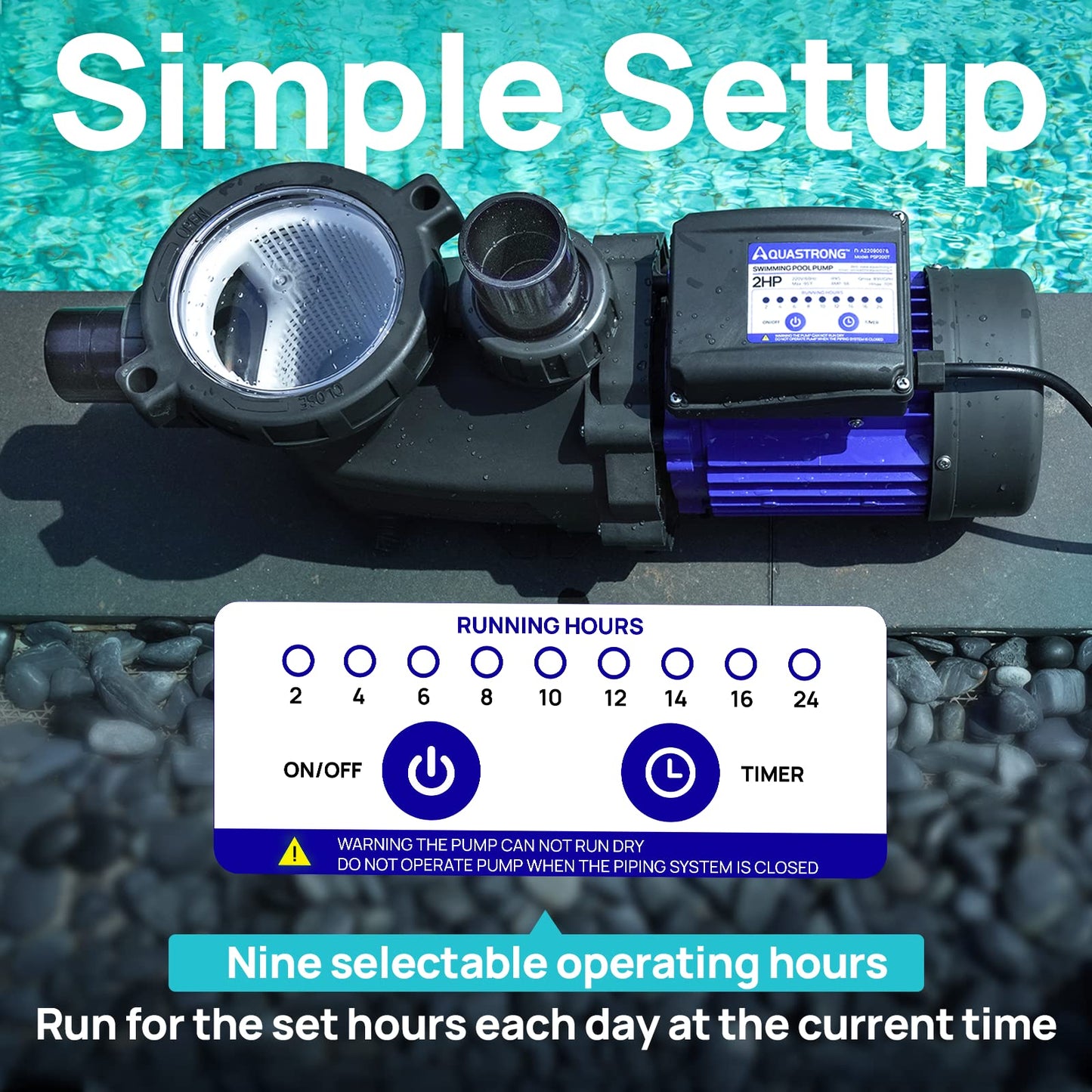 Aquastrong In/Above Ground Pool Pump High Flow Self Primming Swimming Pool Pump,Satin Black