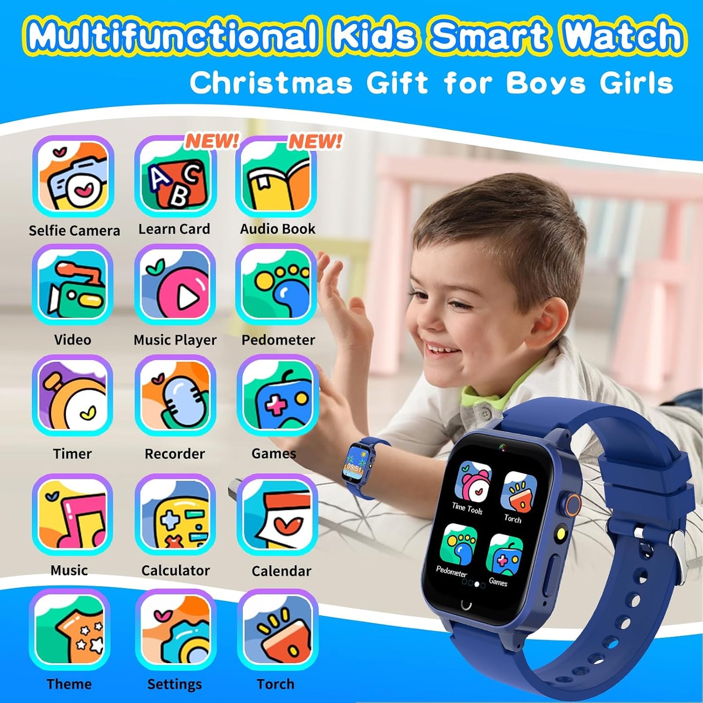 Cosjoype 39 MP3 12/24 4-12 Upgrade Kids Smart Watch for Kids with Puzzle Games HD Camera Video Player Habit Tracking