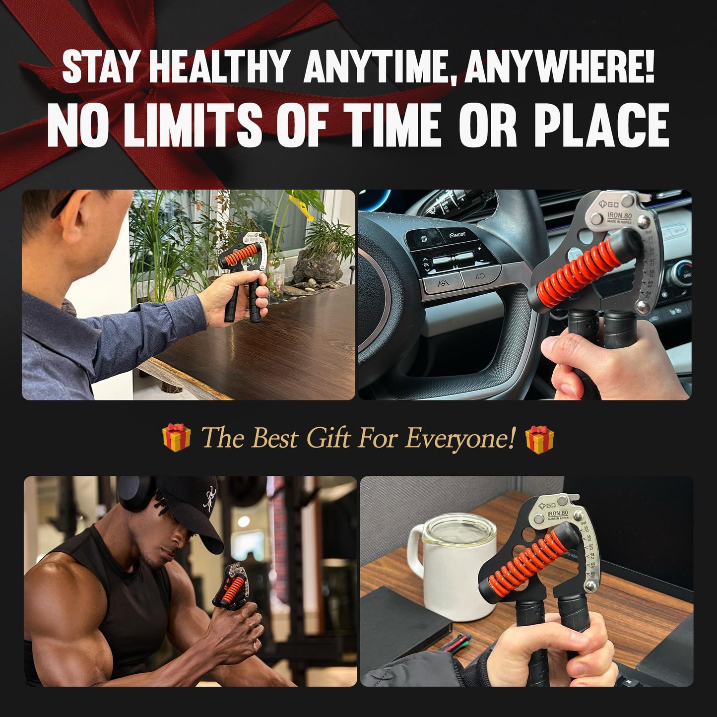GD IRON GRIP 12LV Grip Strength Trainer Metal Adjustable Hand Gripper Strengthener(26 to 181lbs) Hand Grip Exerciser 200lbs Wrist Strengtheners for Golf Training Equipment Forearm Gripper