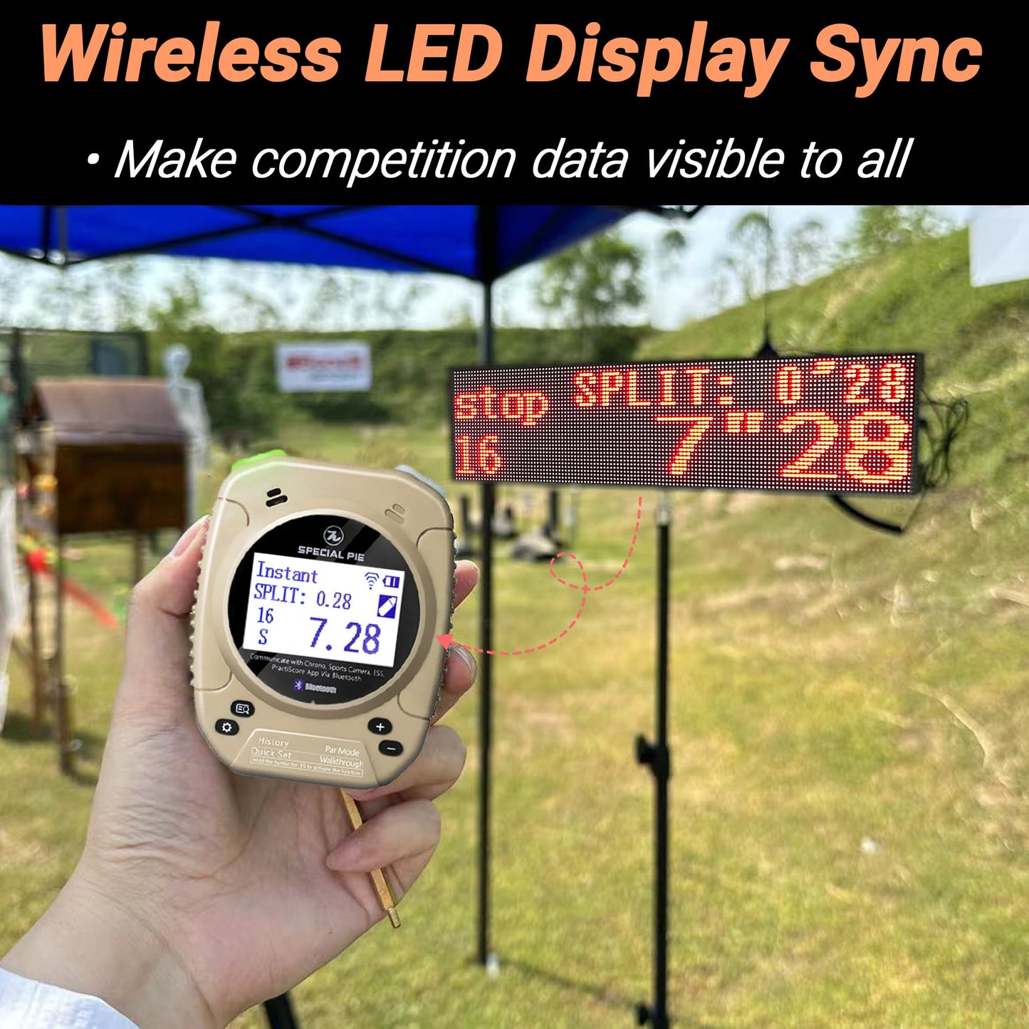 SPECIAL PIE Shot Timer for Shooting Competition- Connect with Big LED Score Display, Perfect for Shooting Competition & Shooting Club (Black)