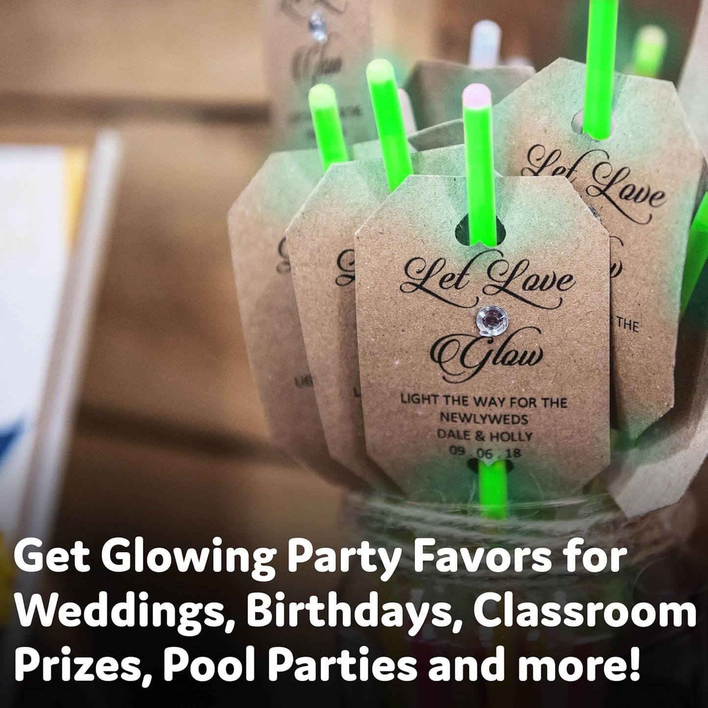 PartySticks Green Glow Sticks - 100 Pack of 8-Inch Glow in the Dark Light-Up Party Accessories