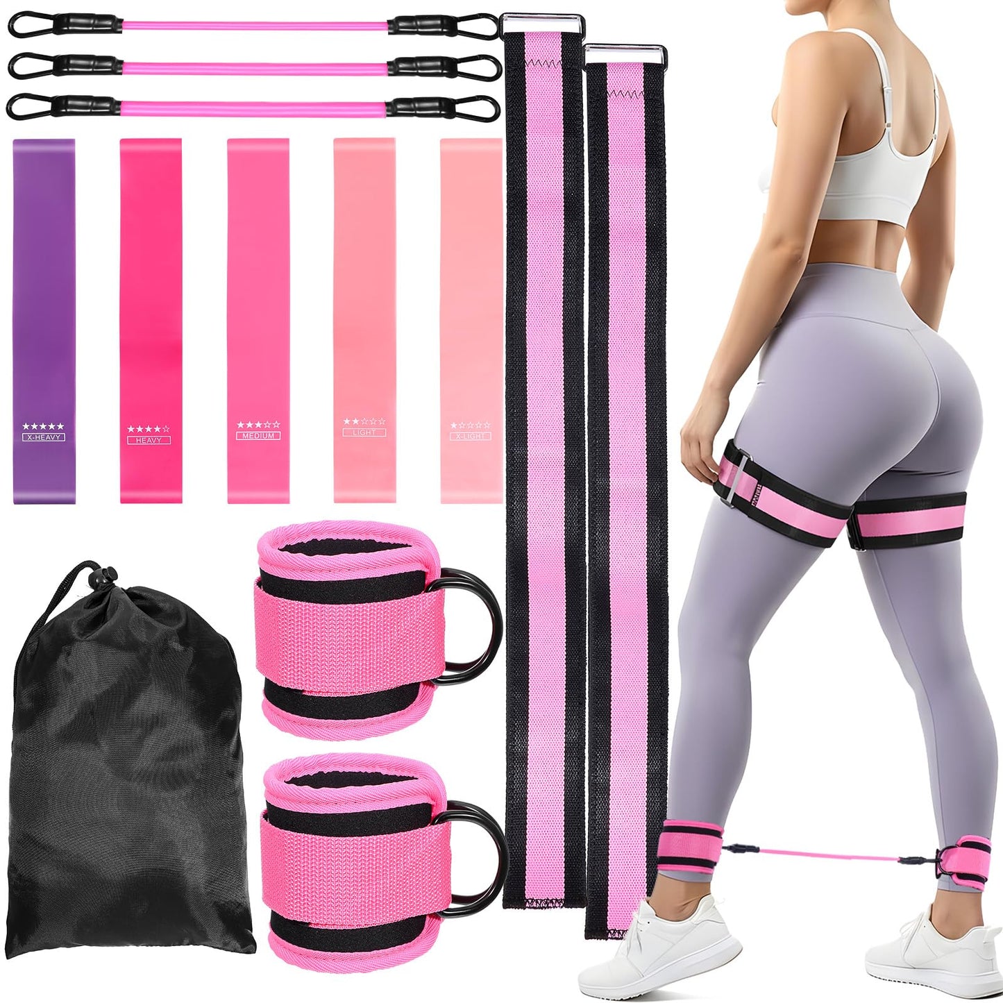 YBEATY Resistance Bands Set, Adjustable Ankle Exercise Bands with Cuffs Home Gym Workout Fitness Equipment with Carry Bag for Women Leg Booty Butt Lift Kickbacks Hip Training Working Out Yoga