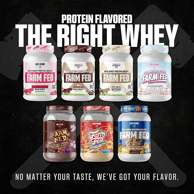 Axe & Sledge Farm Fed 100% Whey Protein Isolate | 25g Protein | Low Carb, Low Sugar, Gluten Free | Protein Powder for Men and Women | Keto | Made in The USA | 28 Servings, Vanilla Milkshake
