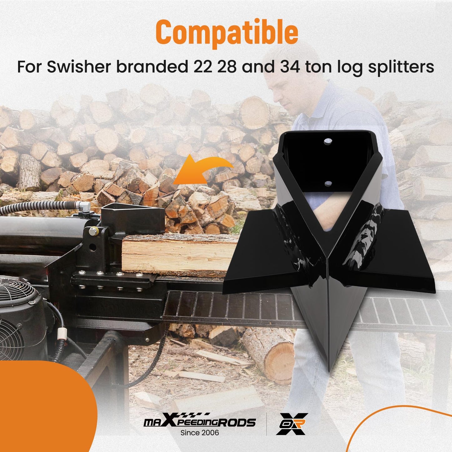 maXpeedingrods 4-Way Log Splitter Wedge for Swisher Branded 22 28 34 ton Log splitters