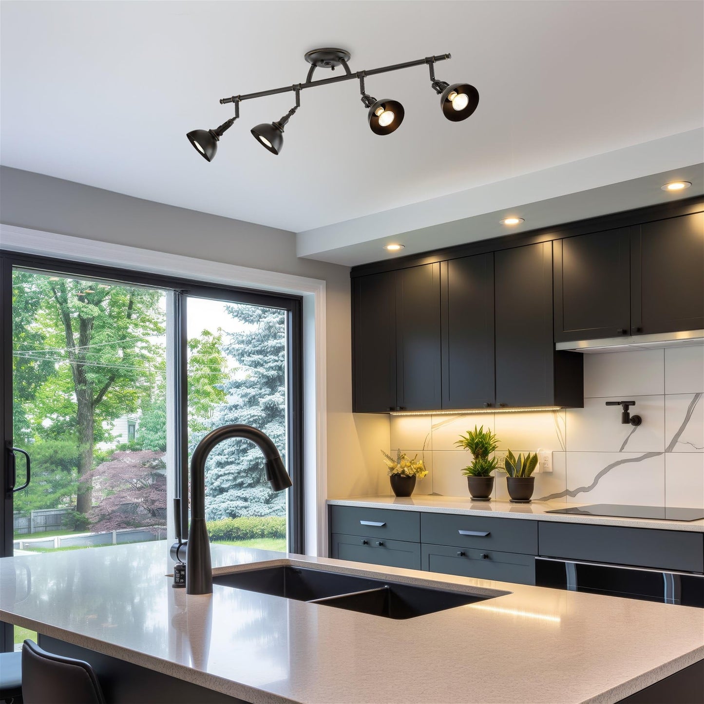 Kira Home Broadway 30" Modern Industrial 4-Light Fixed Track Lighting Kit, Directional Ceiling Light with Adjustable Spotlight Heads, Oil Rubbed Bronze Finish