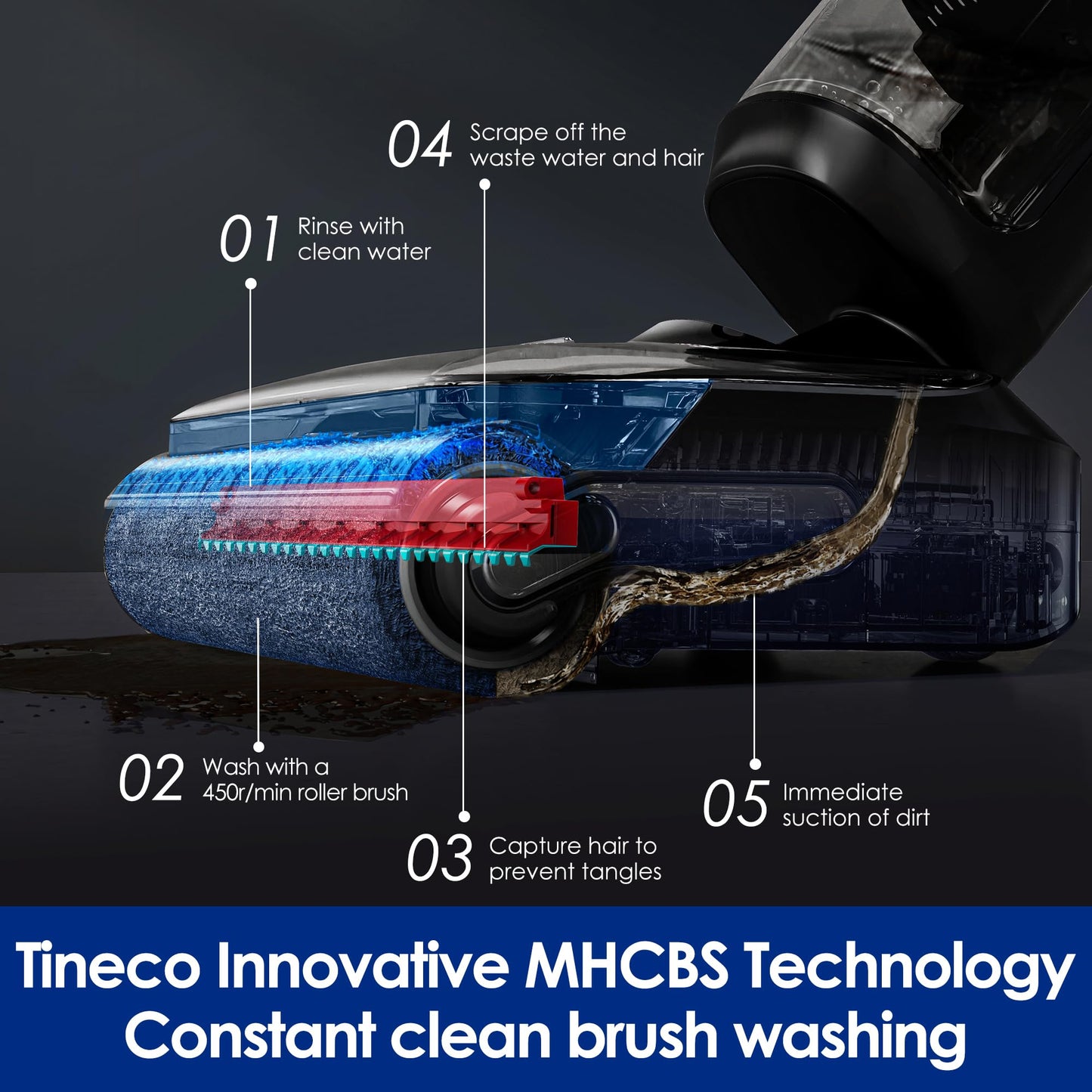 Tineco Floor ONE S7 Stretch Ultra Cordless Wet Dry Vacuum Cleaner, 180°Lay-Flat Anti-Tangle Design, 50 Minutes Runtime, 185℉ Flashdry Self-Cleaning, Dual-Sided Edge Cleaning Floor Cleaner