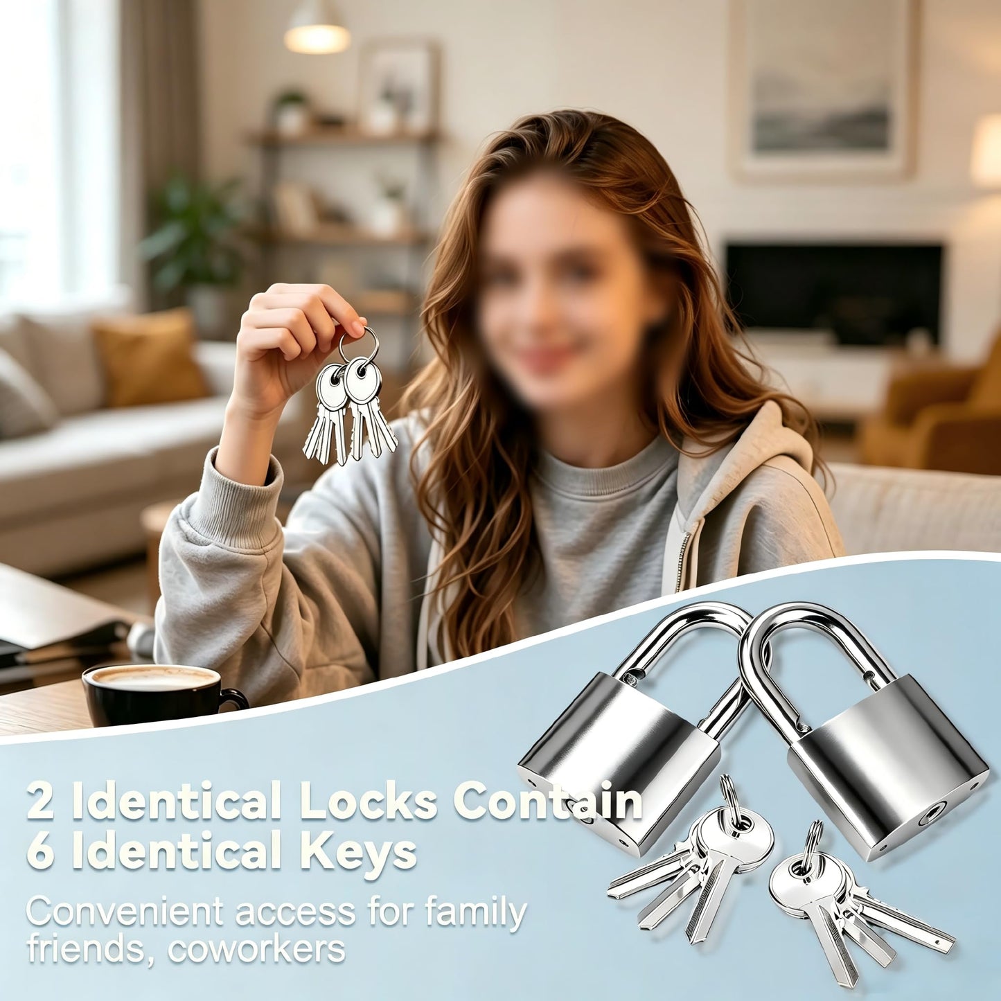OljezziYa 2 Pcs Small Locker Lock with 3 Keys Alike, Silver Lock Keyed Padlock, Luggage Padlocks for Travel Bags, Securing Luggage, Toolbox, Gym Locker - 32mm(1.25in)