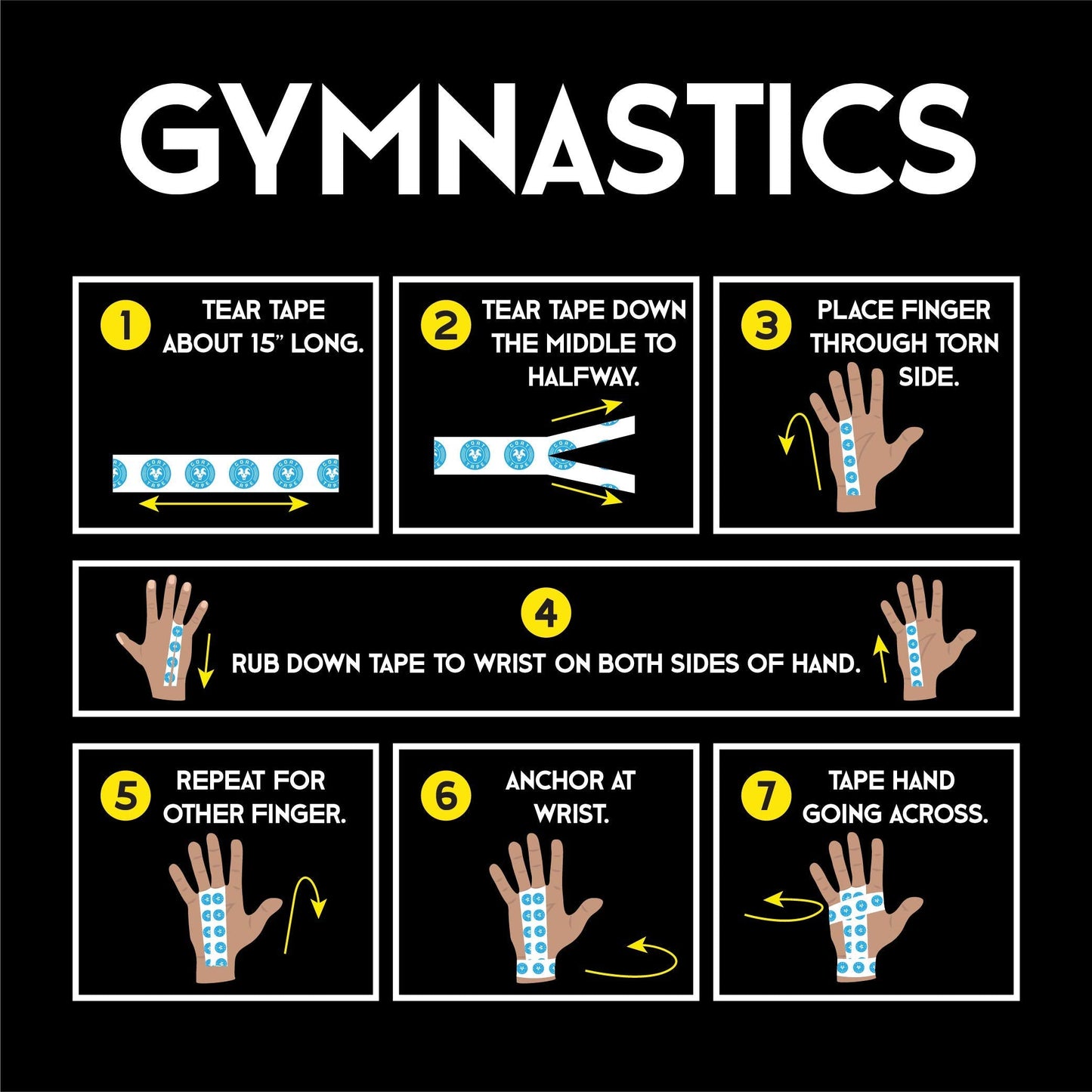 Scary Sticky Premium Athletic Tape, Ultra-Sticky Thumb, Finger & Wrist Tape for Weightlifting, Hook Grip & Cross Workout, Cotton, Latex-Free, 10 Yards, Black & Yellow, 1 Roll