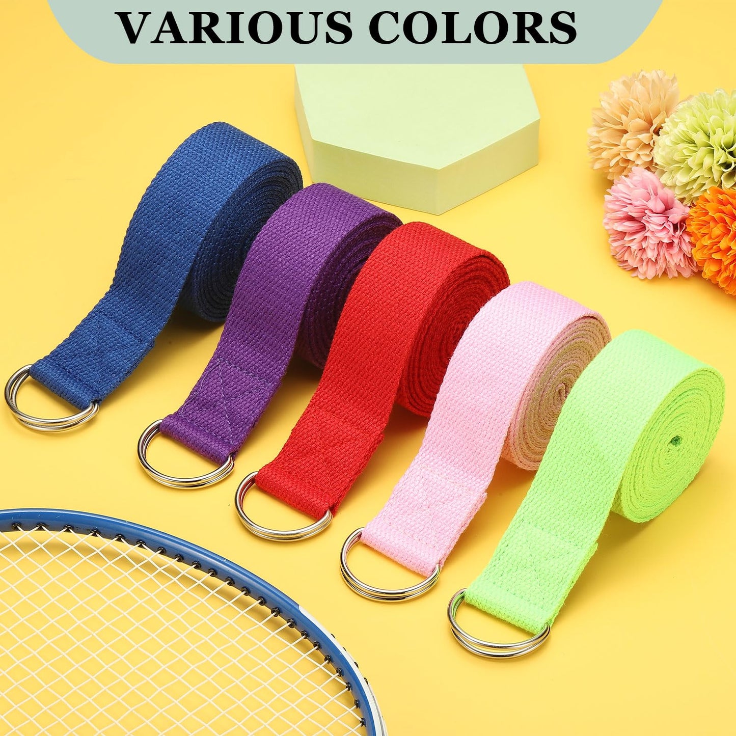 YELARXI Yoga Strap for Stretching, Athletic Stretch Band 5.9ft & Pink with Adjustable Metal D Ring Buckle Yoga Bands - Fitting for (Pilates/Physical Fitness/Gym Workout Dance)