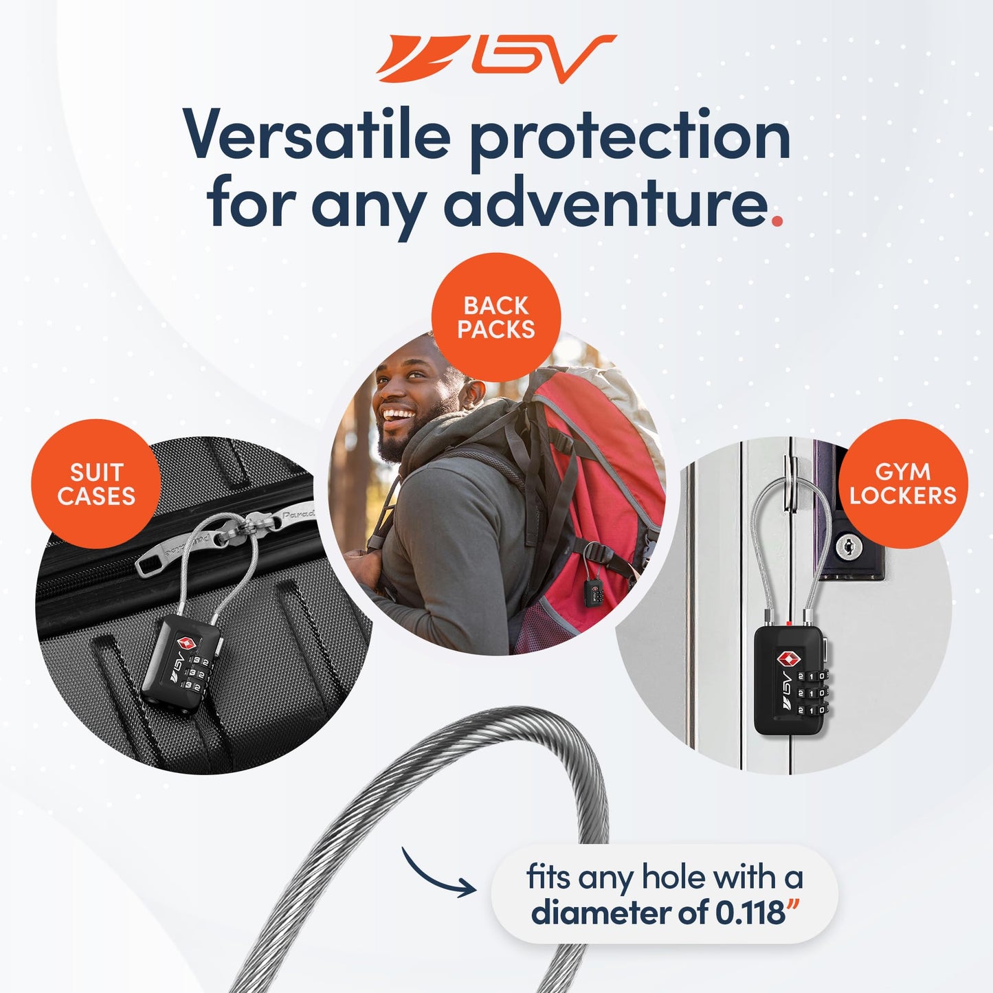 BV Black Combination Lock, TSA Approved, Resettable, 1000 Possibilities