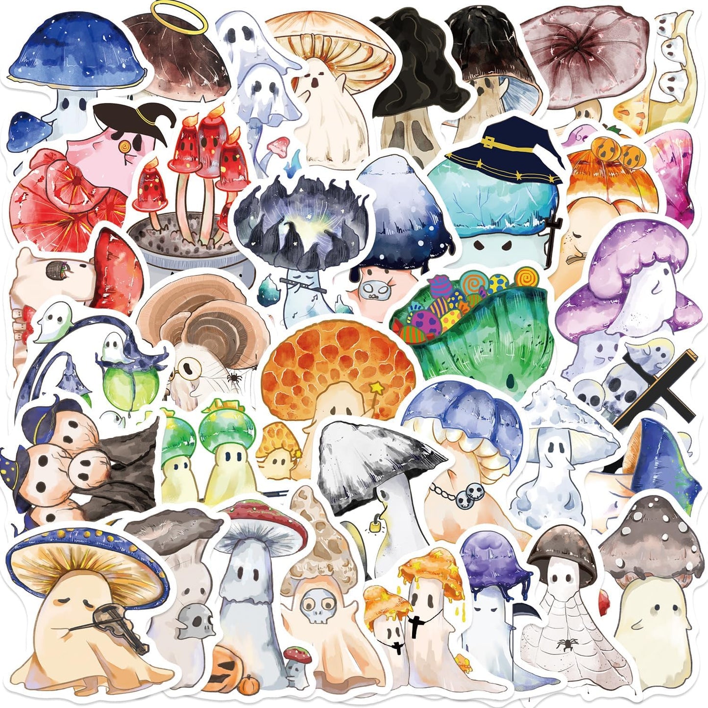YOXYL 50pcs Cute Mushroom Stickers for Teen, Waterproof Vinyl Decal for Girl Kids Adult Student Water Bottle Laptop