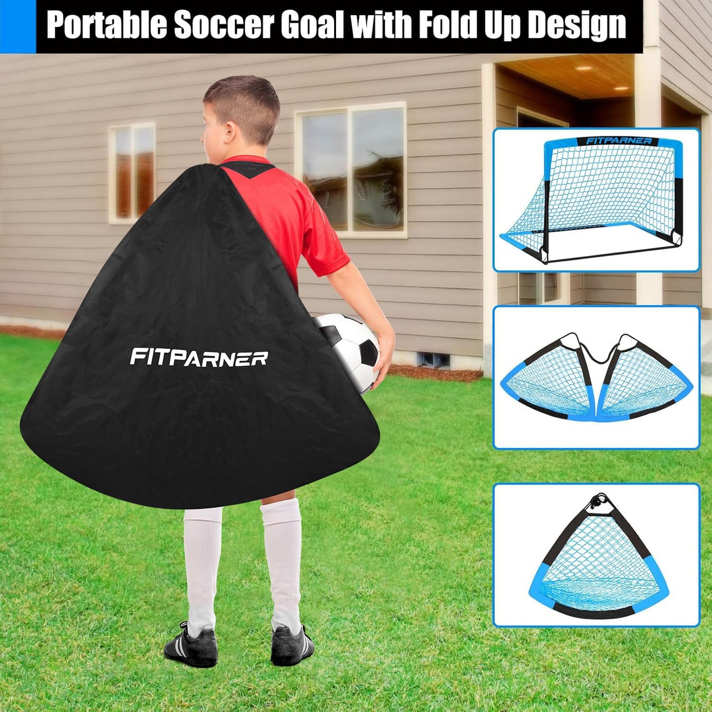 Kids Soccer Goals for Backyard Set - 2 Pack of Portable Pop Up Soccer Nets with Ball,Cones,Complete Training Equipment Kit for Toddler,Youth,Kids Age 3-14,Outdoor Sports Game