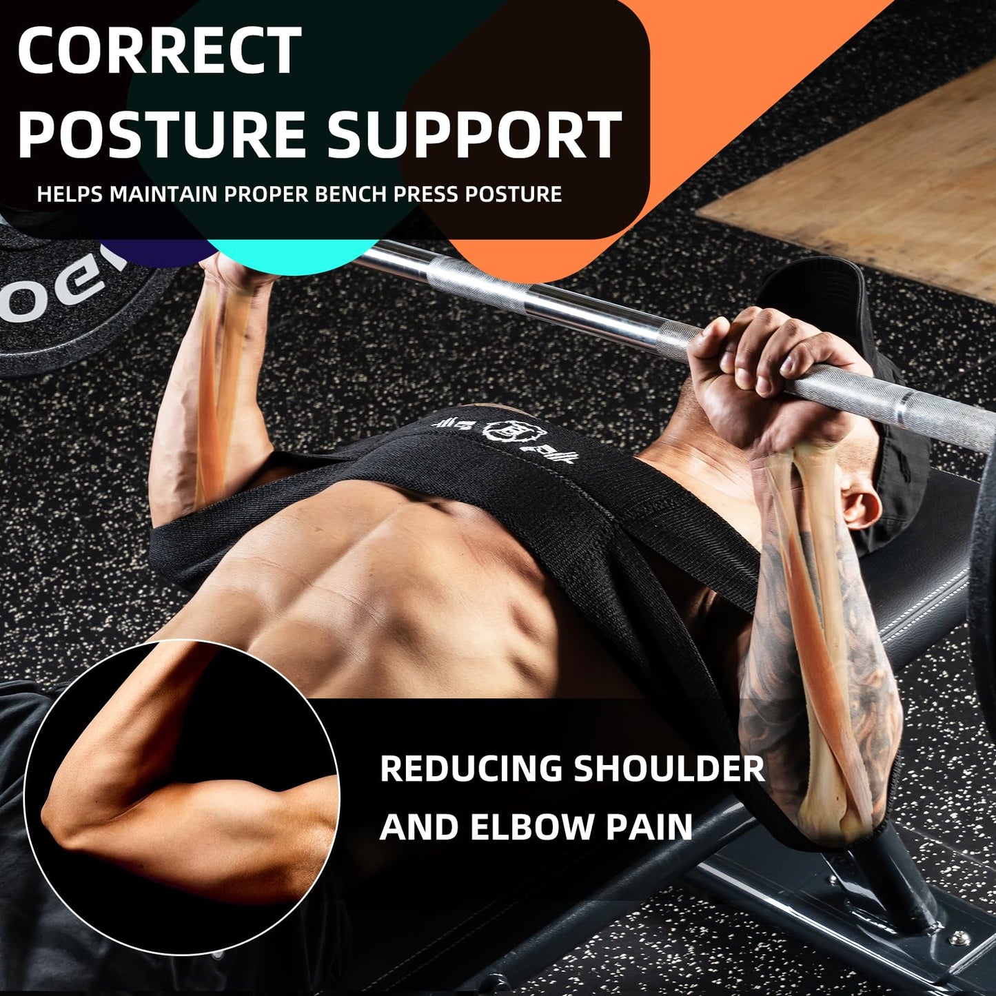 MANUEKLEAR Bench Press Band, Sling Bench Press Band for Men and Women Power Weight Lifting Fitness - Push Up Exercise Assistance Bench Block Increase Strength Gym Workout Equipment