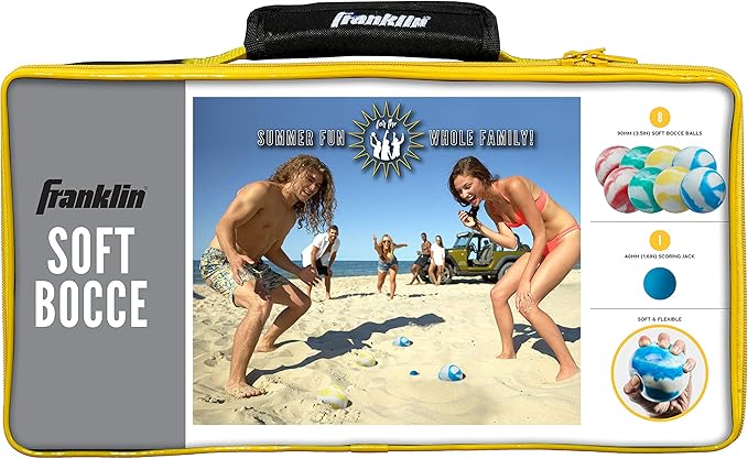 Franklin Sports Bocce Ball Set — 8 All Weather Bocce Balls and 1 Pallino — Beach, Backyard Lawn or Outdoor Party Game — Professional, American, and Starter Set Options