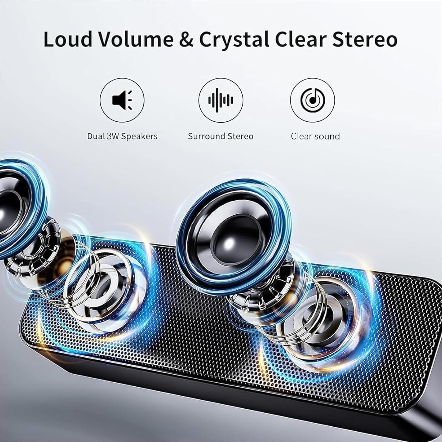 KASOHQEE 3.5mm USB Computer Speakers,Pc Speakers for Desktop,Stereo Sound & Rich Bass,with Aux-in,Bluetooth,TF Card