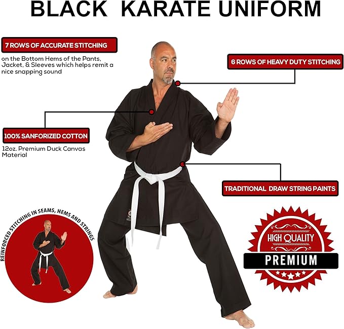 Ronin Karate Gi - Heavyweight Karate Uniform - Professional Kimono - Advanced 100% Cotton 12oz Martial Arts Kit