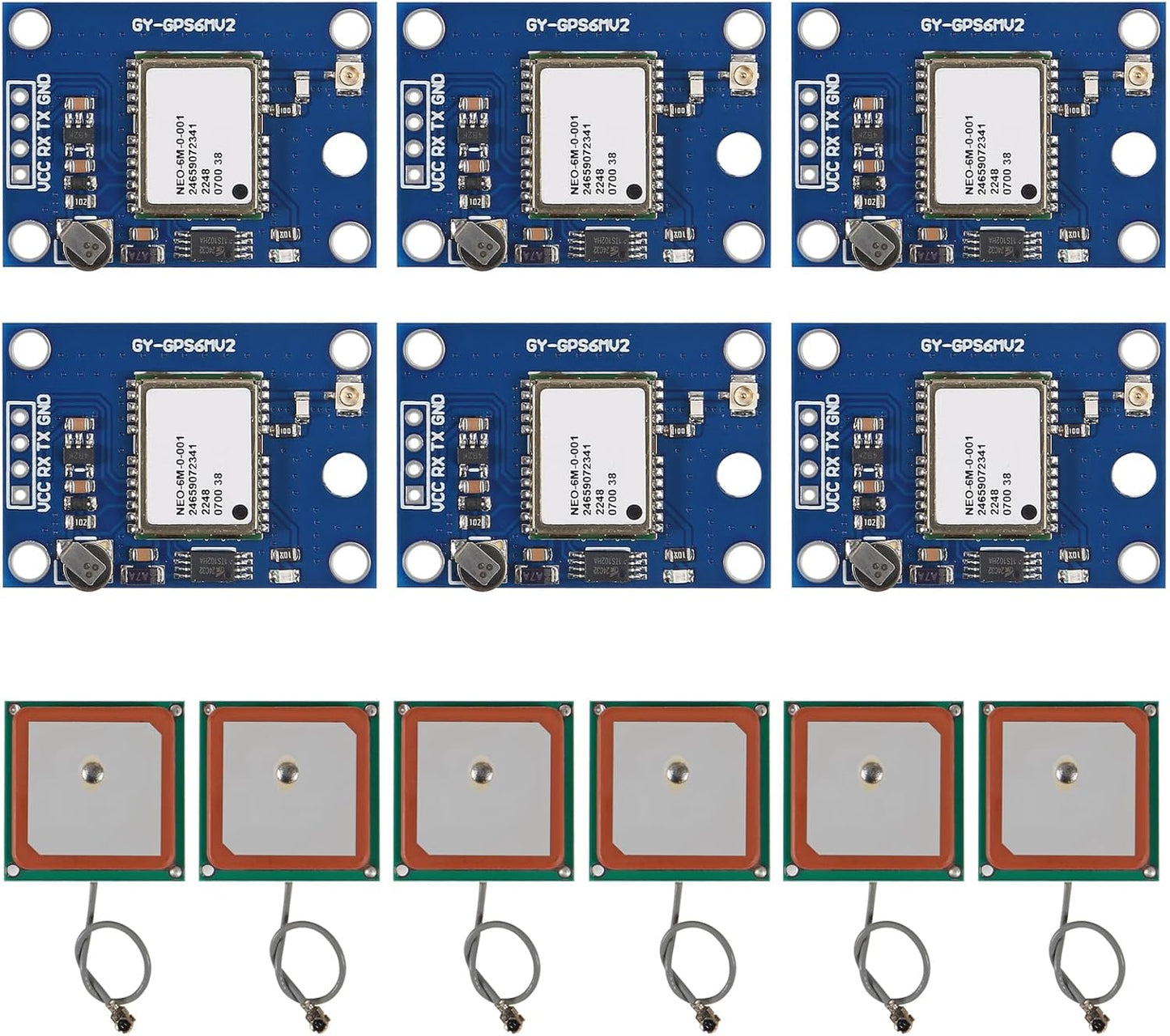 Coliao 6pcs GY-NEO6MV2 NEO-6M 3V-5V 2.5 GPS Flight Controller Module with Super Strong Ceramic Antenna for EEPROM APM