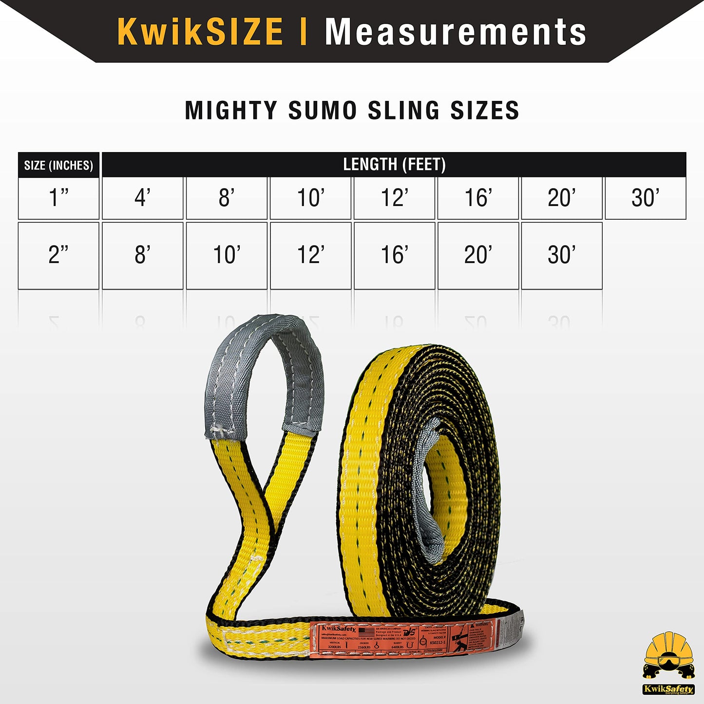 KwikSafety - Charlotte, NC - Mighty Sumo 1”x 10’ Poly Web Sling Lifting Strap Construction ASME OSHA / 3200lbs Vertical 2550lbs Choker 6400lbs Basket/Rigging Moving Towing Hoisting Gear
