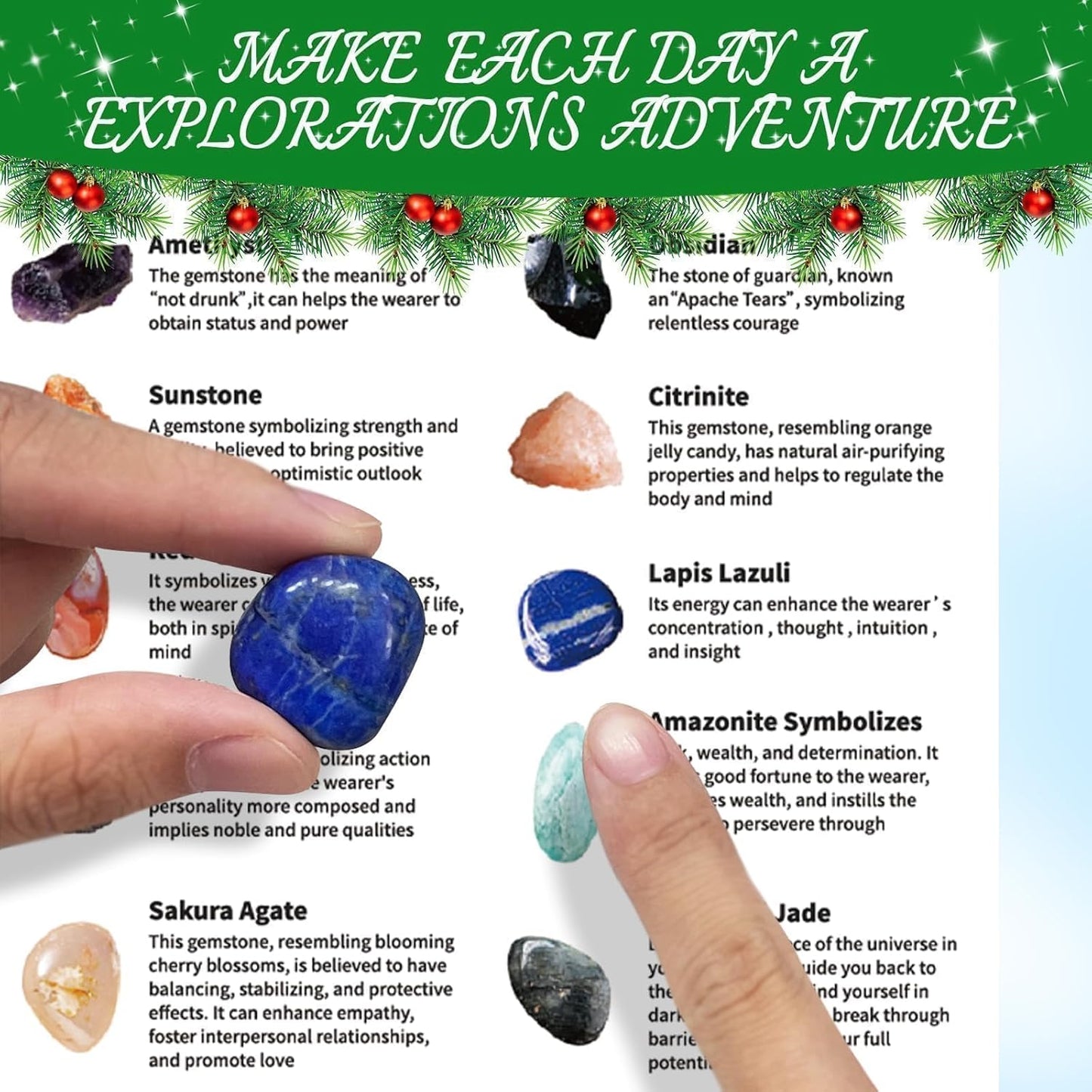 Rock Collection Advent Calendar 2025 - 24 Days of Gemstones & Fossils | Perfect Kids' Birthday Gift