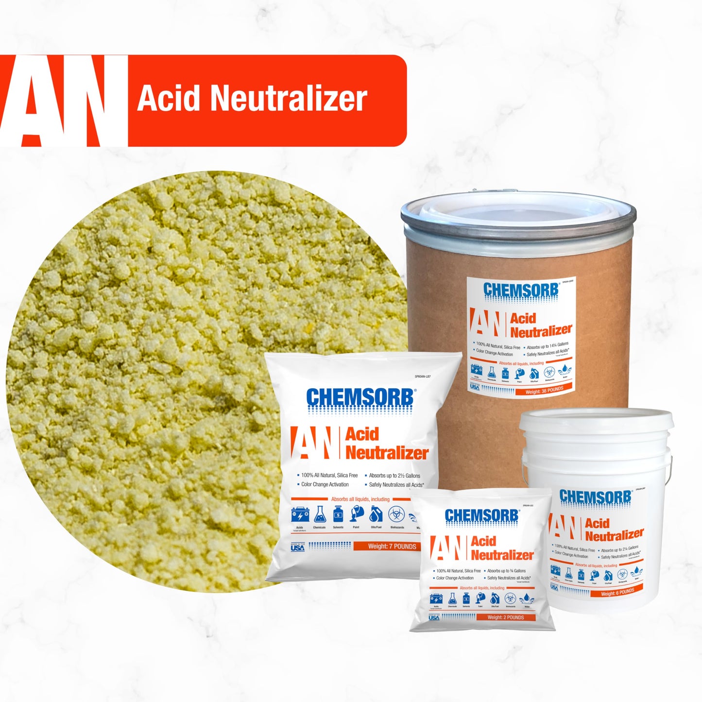 CHEMSORB an - Acid Neutralizing Absorbent, 38 Pound Drum