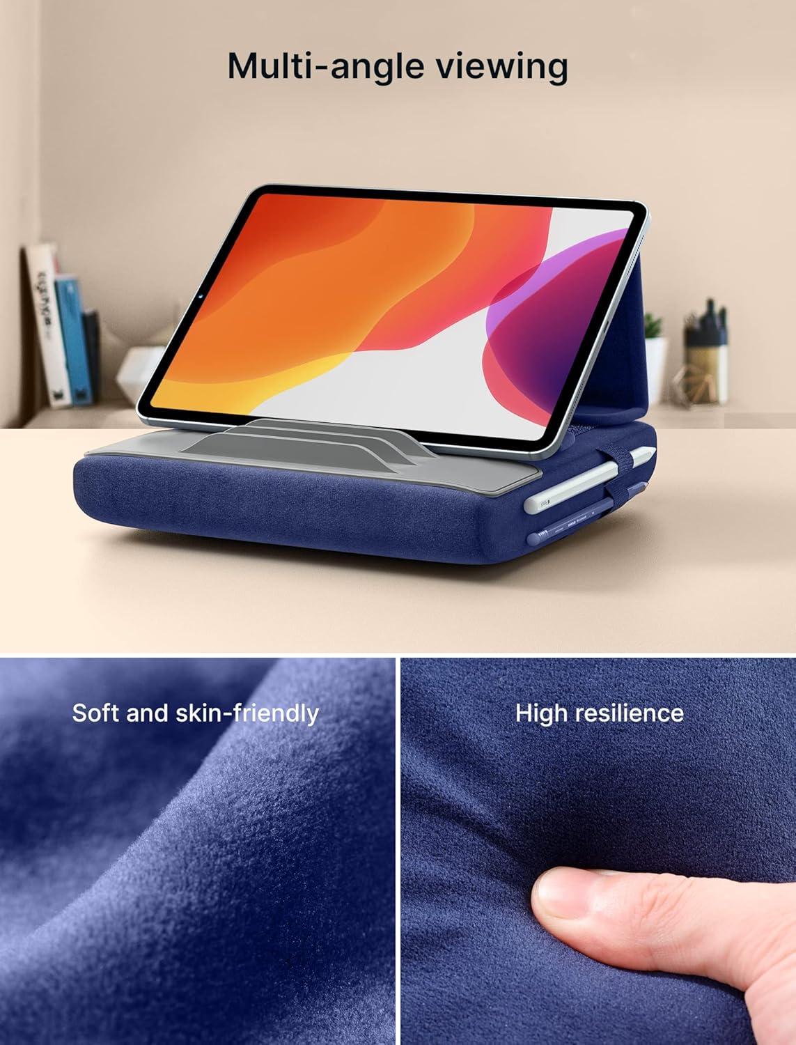 JSAUX 11 10.5 9.7 10.2 4-11'' Tablet Pillow Stand, Tablet Stand Holder Dock for Lap, Bed and Desk Compatible with iPad