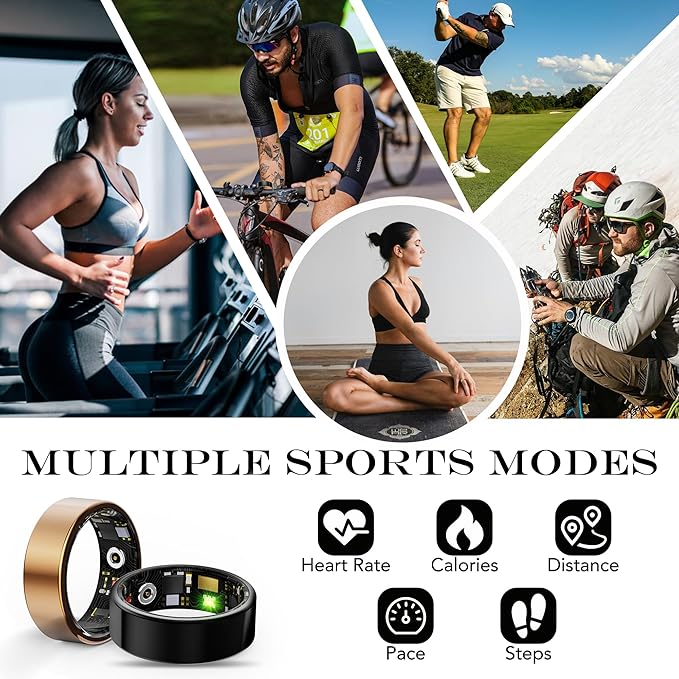 Smart Health Ring for Women Men Fitness Tracker with Heart Rate, Blood Oxygen, Blood Pressure, Sleep Monitoring, Step Counting, IP68 Waterproof for iOS and Android, No Subscription Fee, Silver 10
